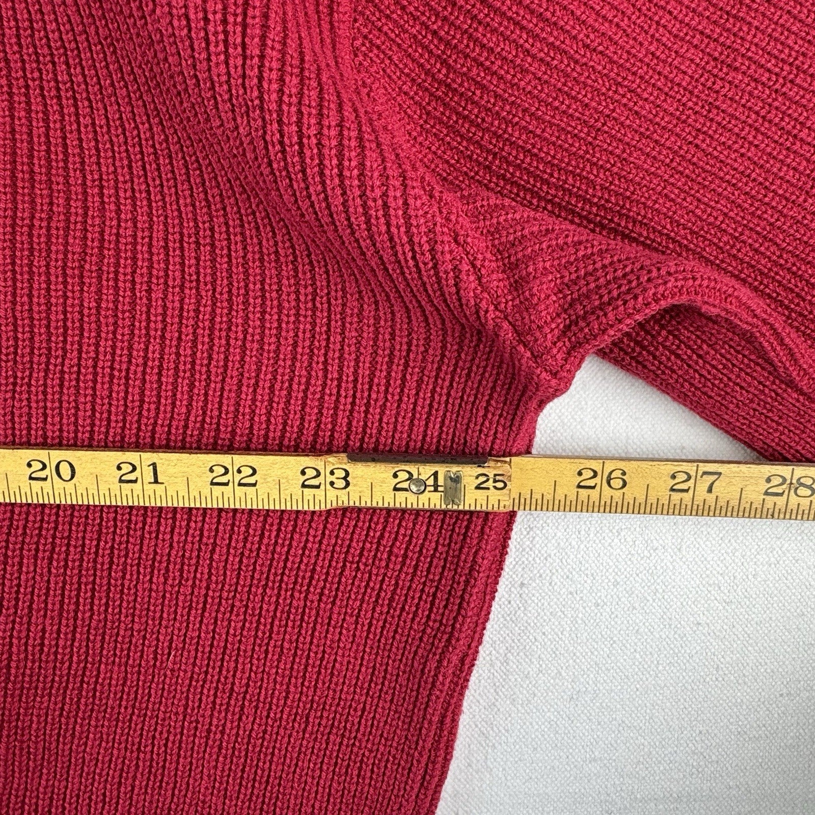 90s Vintage LL Bean Men's Large Red Henley Fisherman Sweater Made In USA