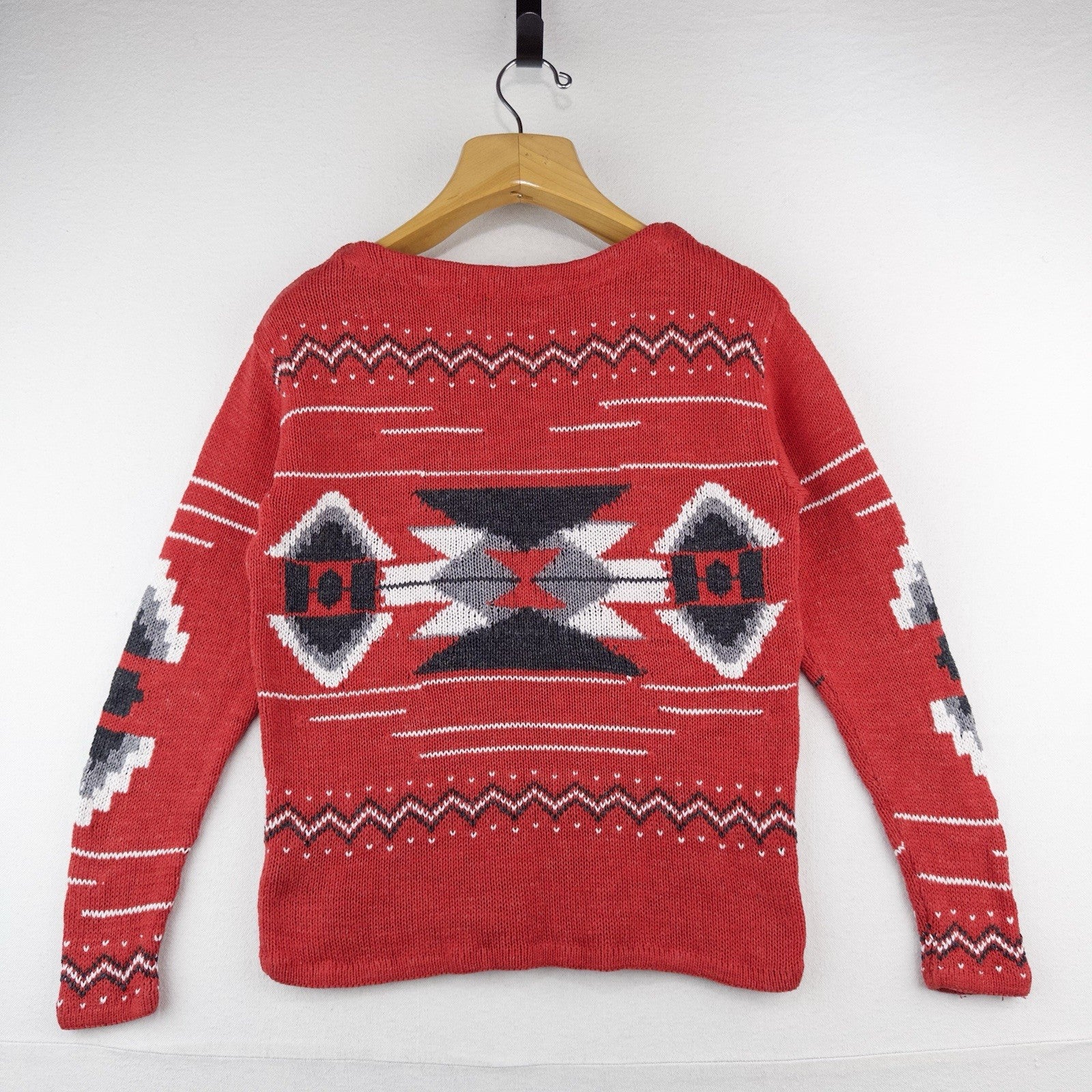 90s Vtg Ralph Lauren Jeans Sweater Aztec Southwestern Pullover Women M Hand Knit