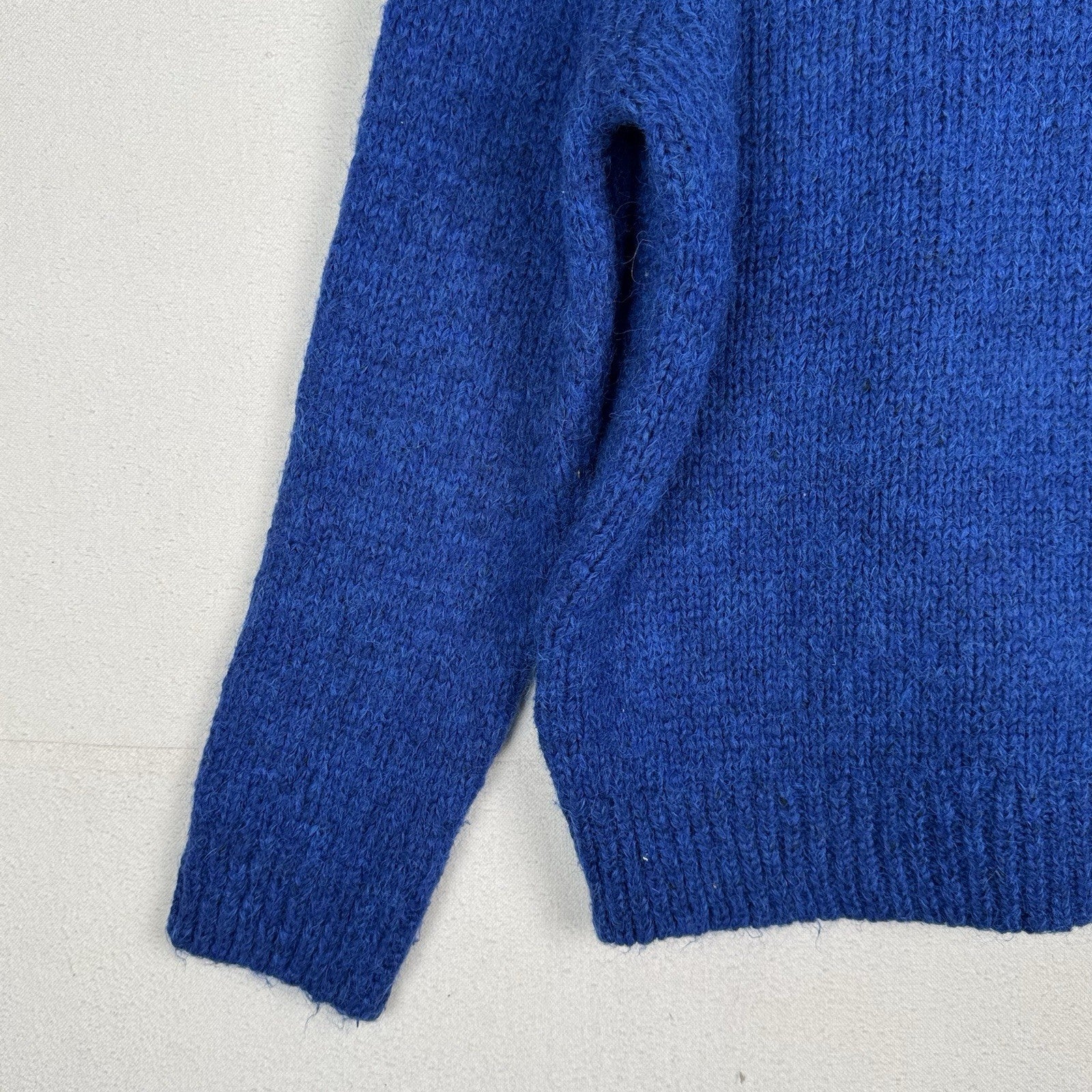 Zara Knit Pullover Sweater Wool Blend Blue Large Cozy Boxy