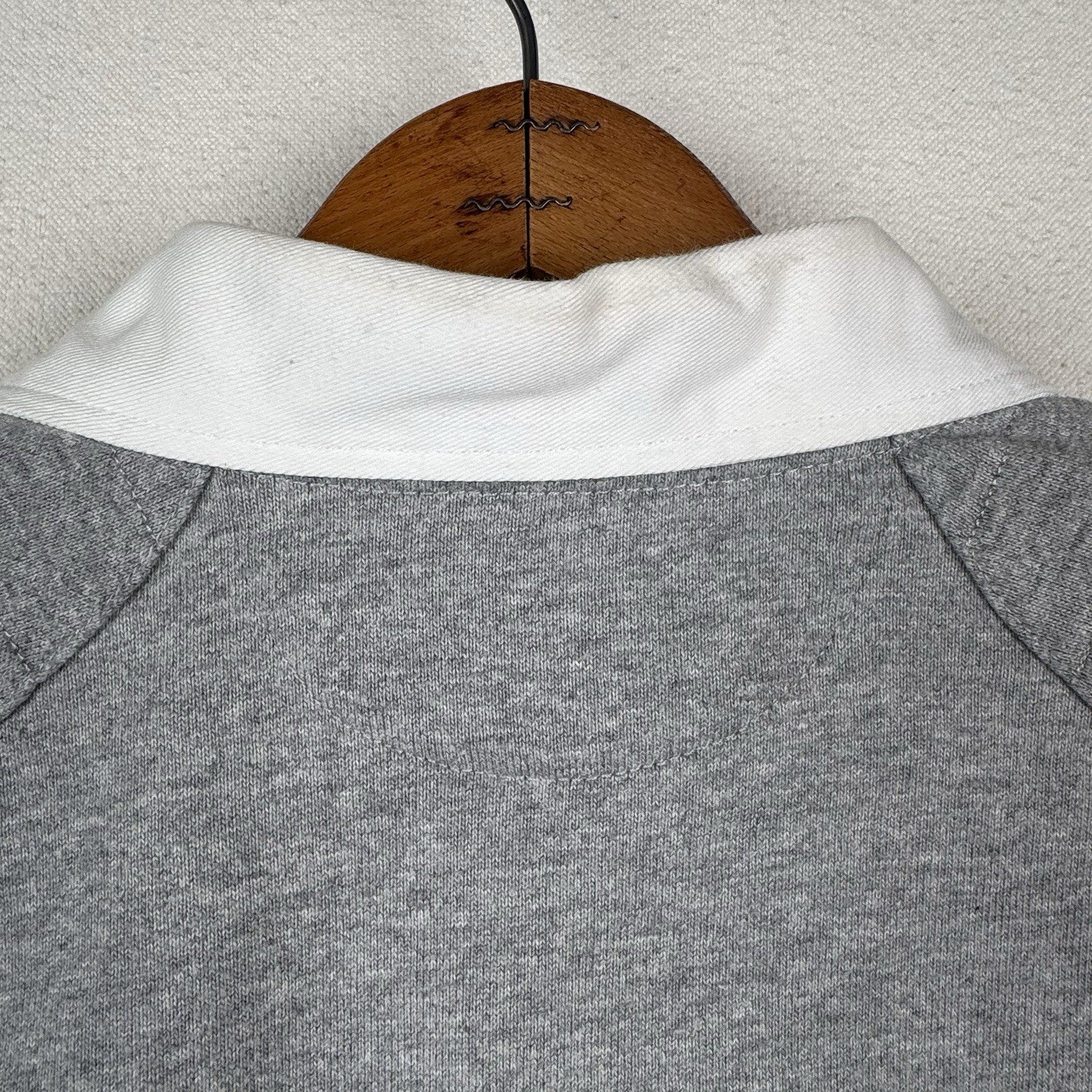 Polo Ralph Lauren Rugby Shirt Men’s Medium Gray LS Elbow Patch Cropped 17”