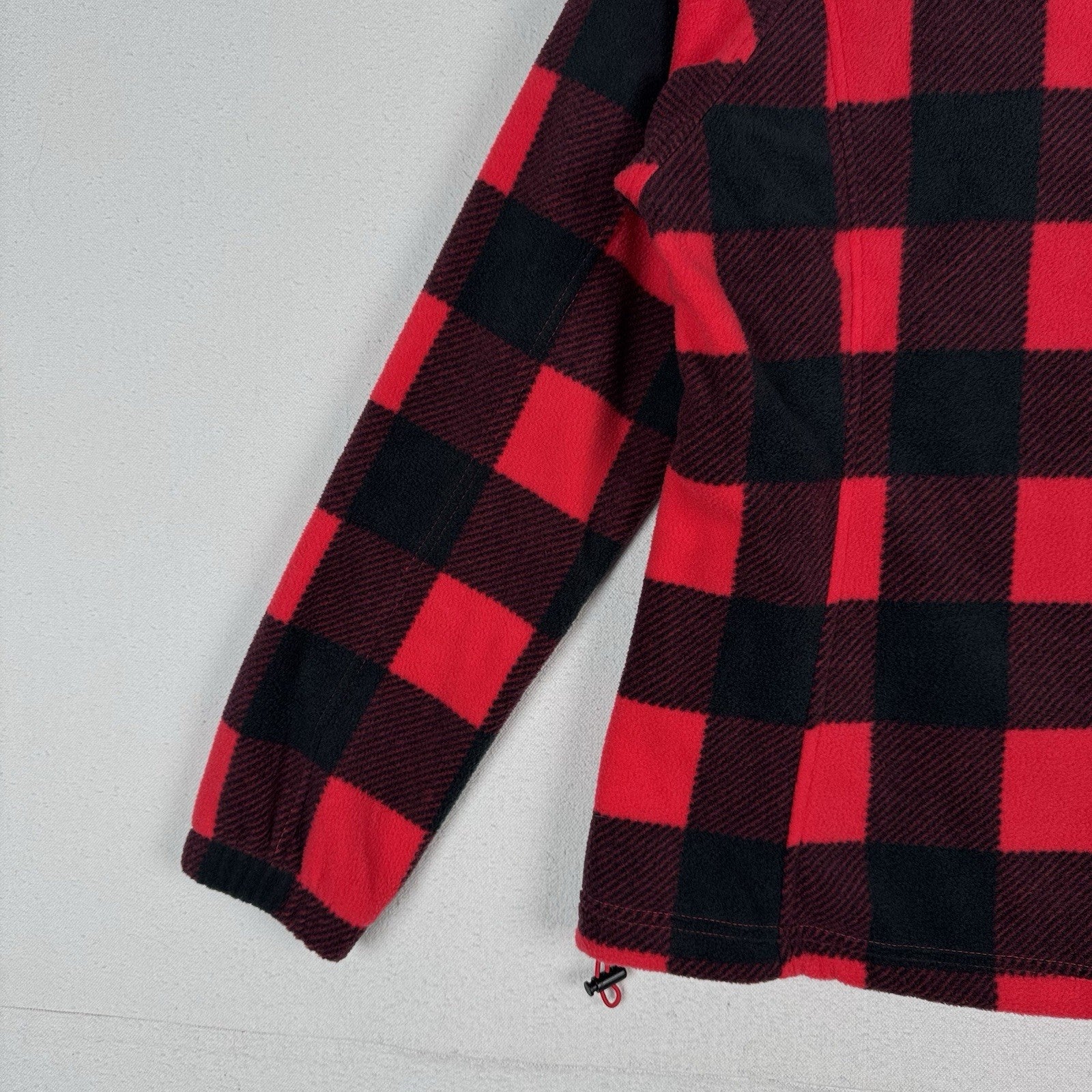 Columbia Women’s Small Buffalo Plaid Fleece Jacket Red Black Full Zip NWT