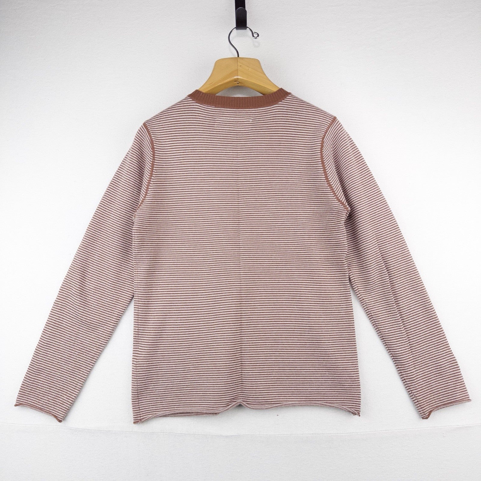 Merino Wool Striped Sweater Henley Women’s Large Carve Designs