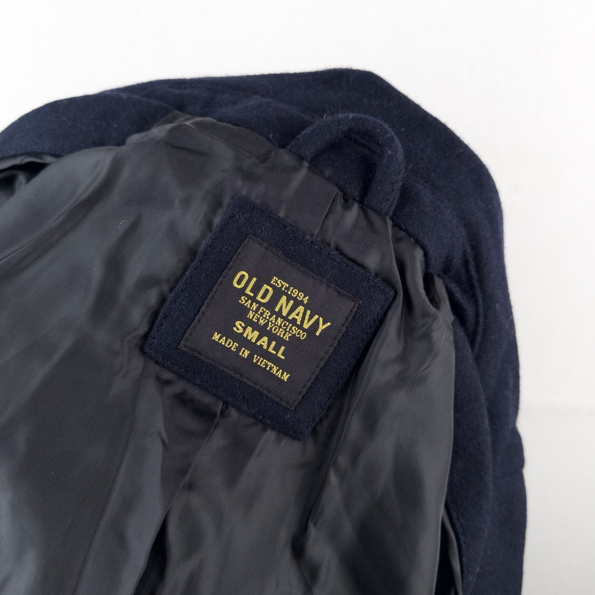 Old Navy Kids Small Navy Blue Wool Blend Peacoat Jacket *Missing Button