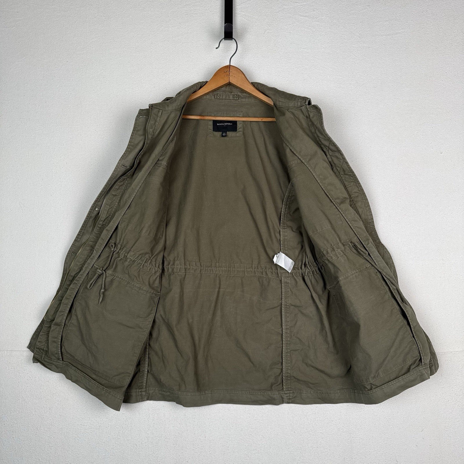 Banana Republic Military Jacket Womens XL 4-Pockets Green Cinch Waist *Read