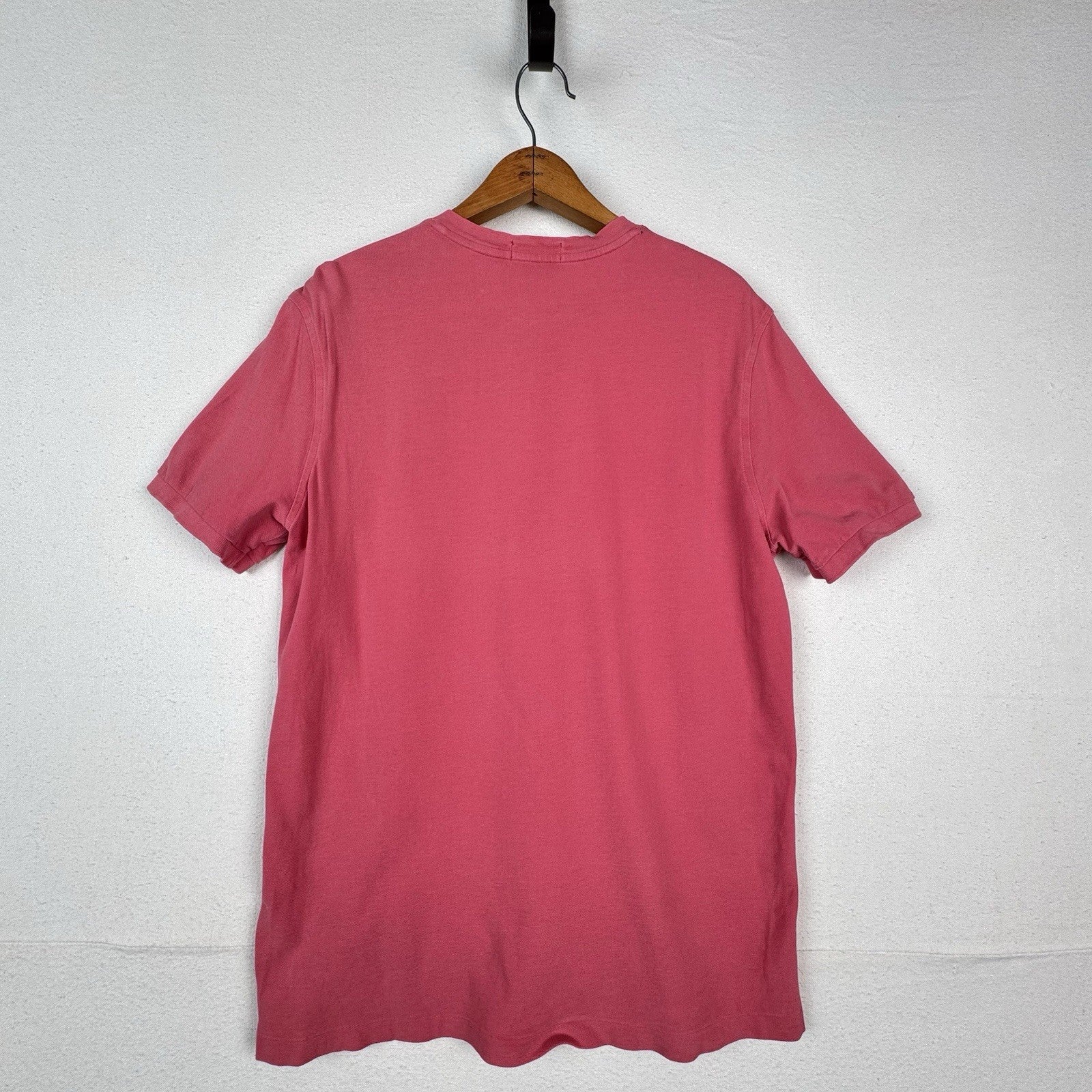 Polo Ralph Lauren Shirt Men Medium Salmon Pink Button Featherweight Mesh Henley
