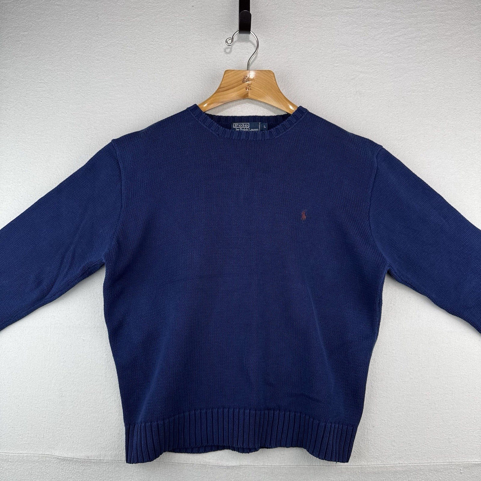90's Vintage Polo Ralph Lauren Royal Blue Sweater Men's L Knit Crewneck