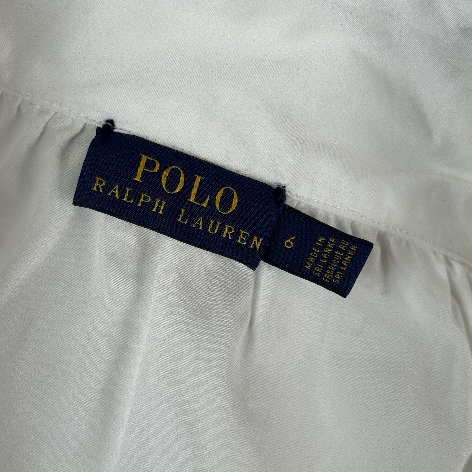 Polo Ralph Lauren Women’s Size 6 White Cotton Poplin Long Bell Sleeve Cuff Shirt
