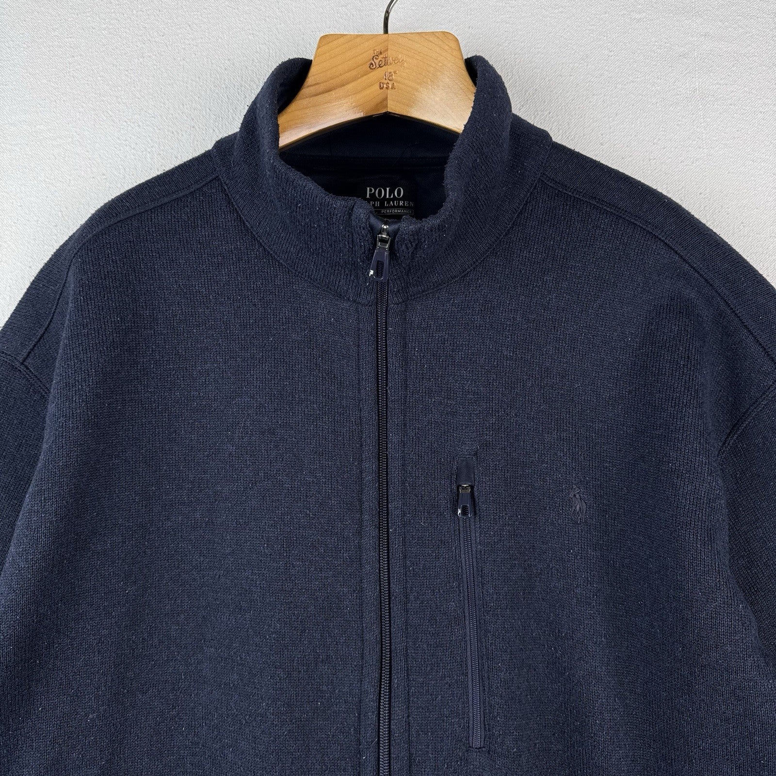 Polo Ralph Lauren Jacket Mens 3XB Blue Performance Full Zip Fleece Mock Neck