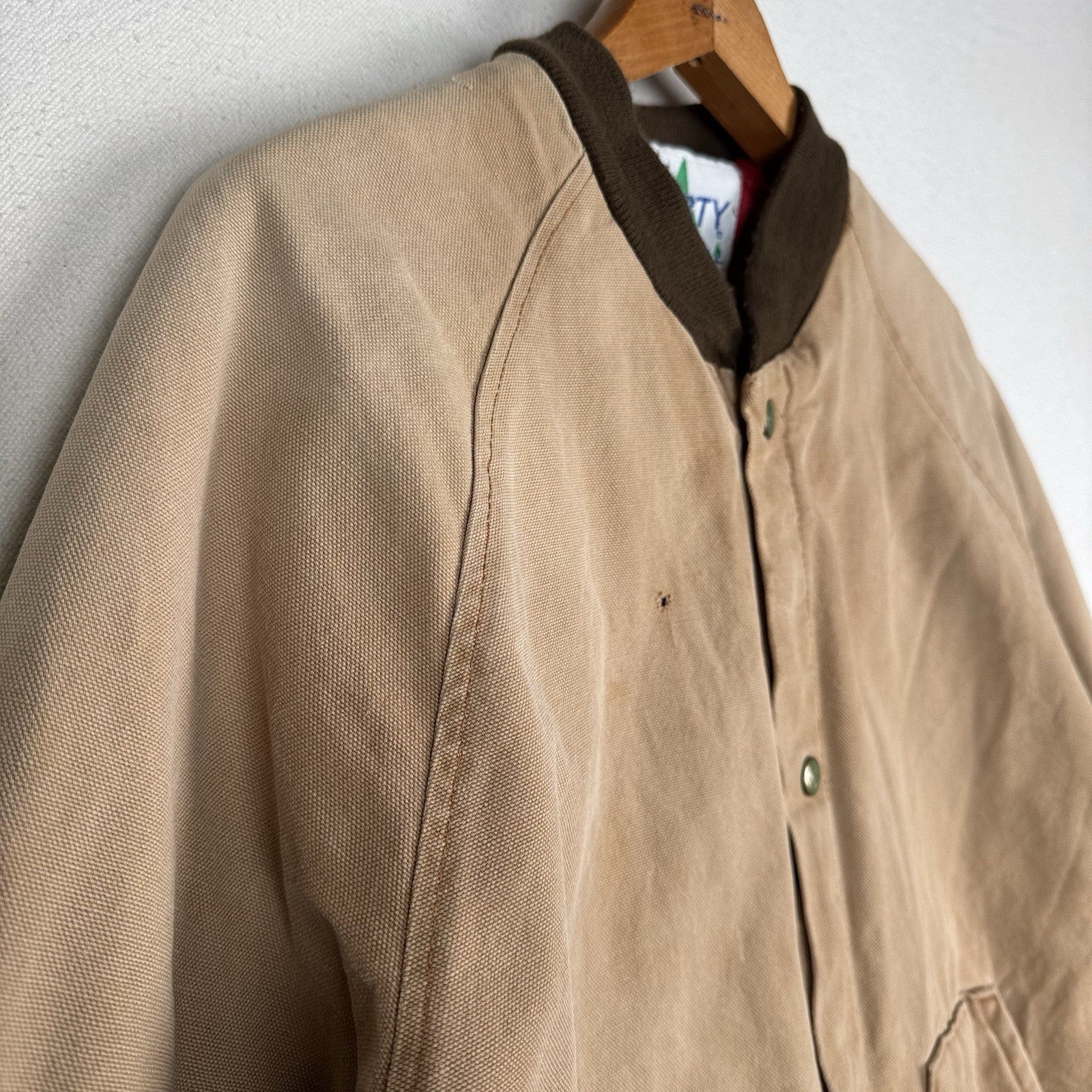 Vintage Liberty Rugged Outdoor Mens M/L Canvas Work Jacket Coat Tan *Distressed