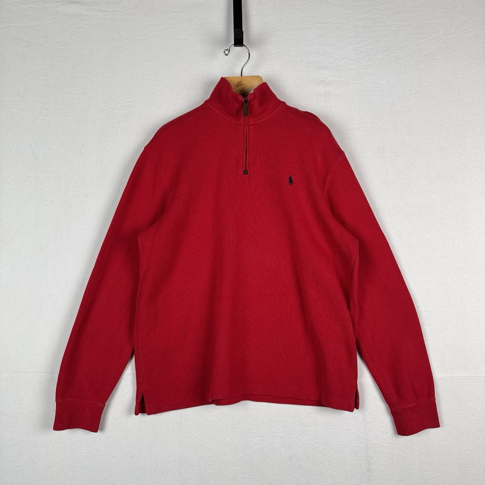 80’s Vintage Polo Ralph Lauren Quarter 1/4 Zip Pullover Sweater Mens XL Red