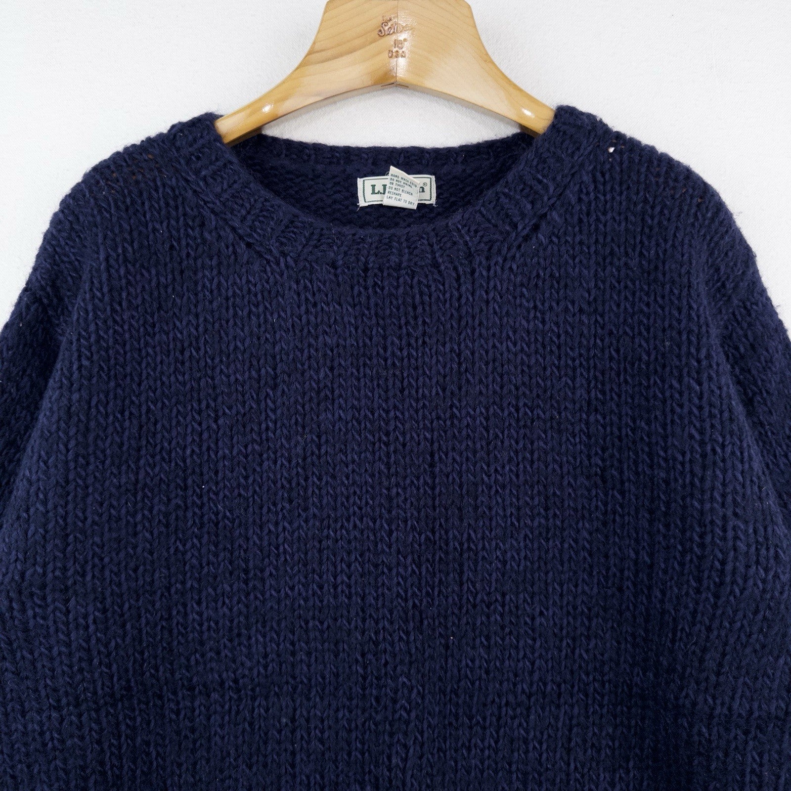 90’s Vtg LL Bean Wool Sweater Chunky Blue Knit Classic Minimalist Women’s XL