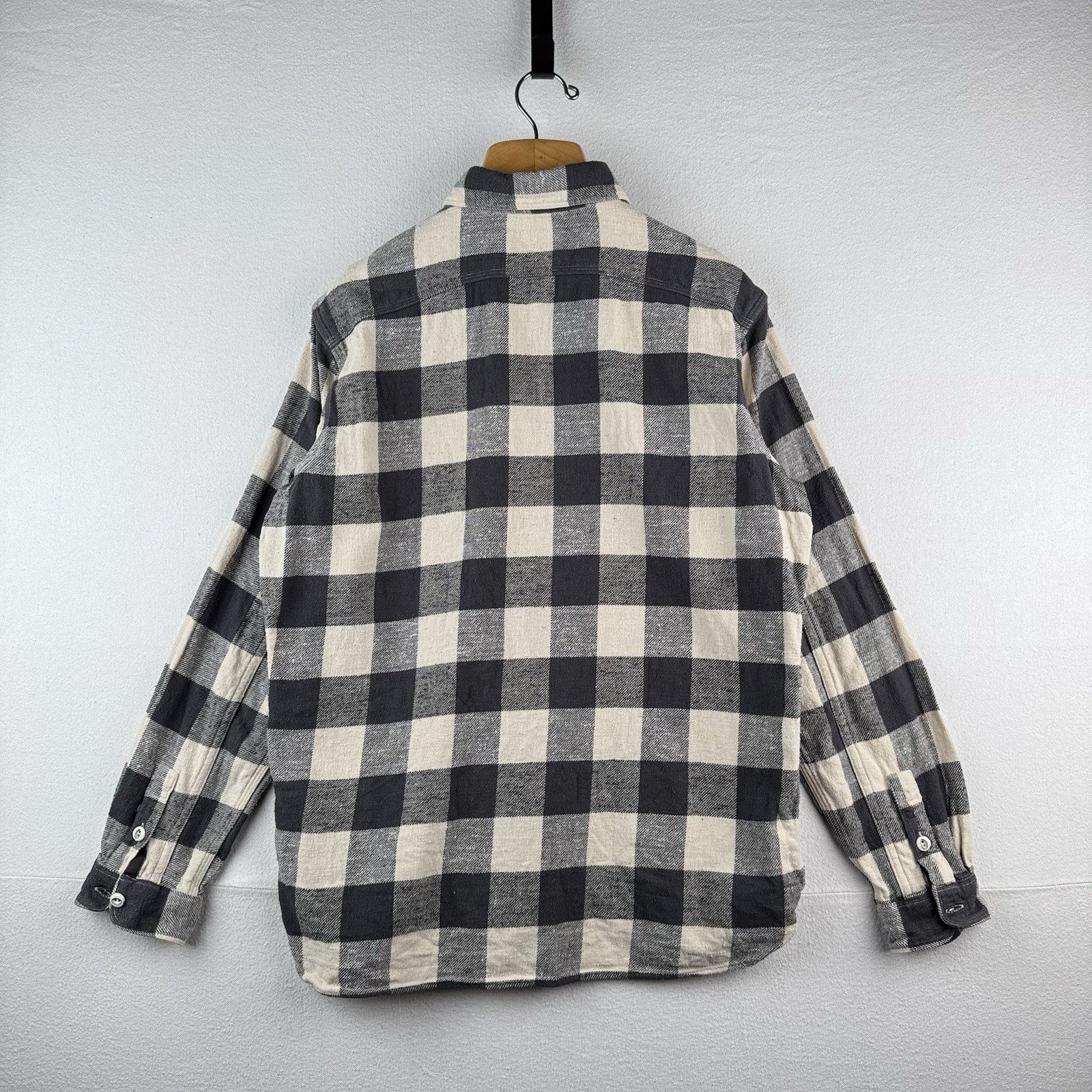 Polo Ralph Lauren Flannel Work Shirt Mens Large Gray Buffalo Check Twill Utility