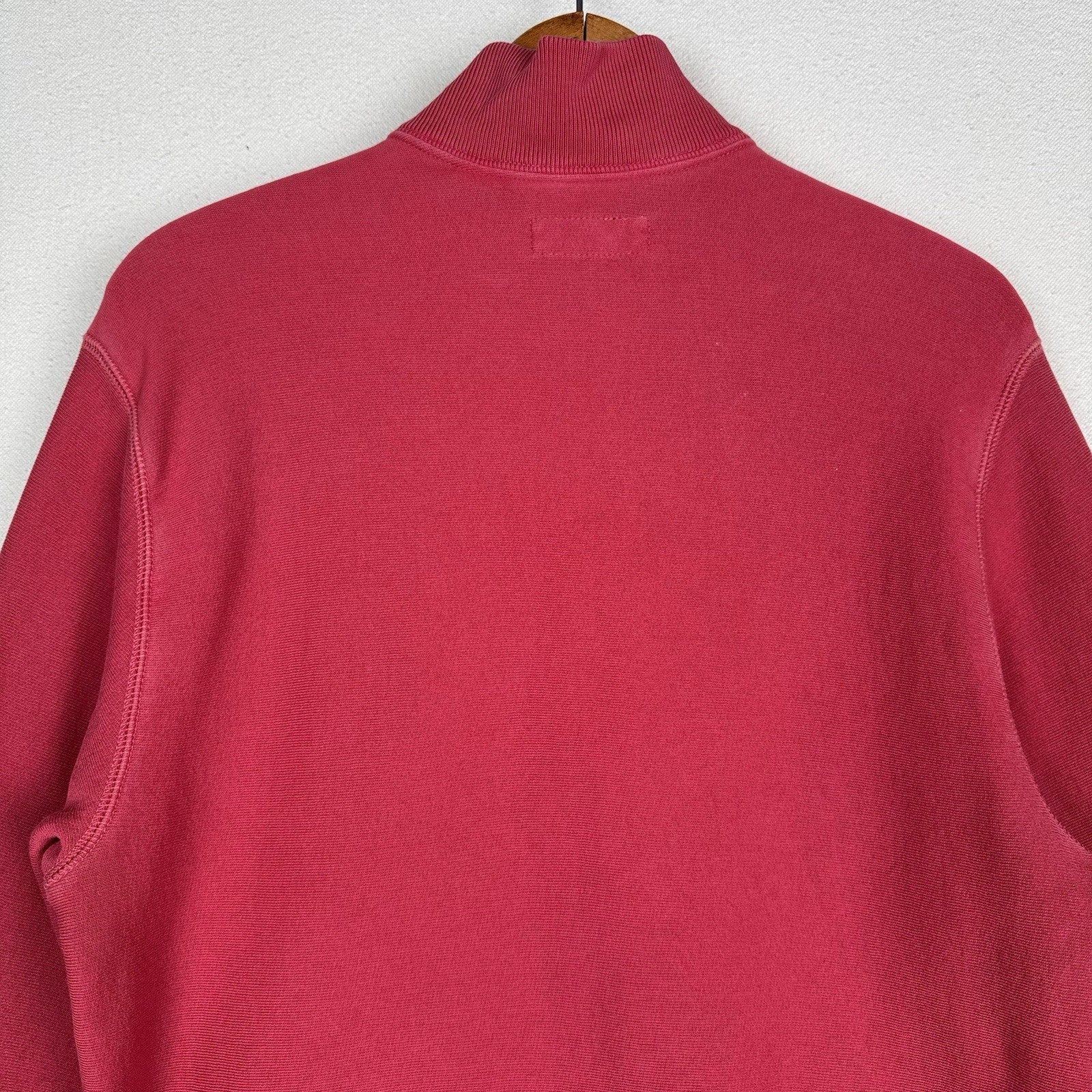 Roundtree & Yorke Men’s Long Sleeve Henley 1/4 Button Red Pink Salmon Medium M
