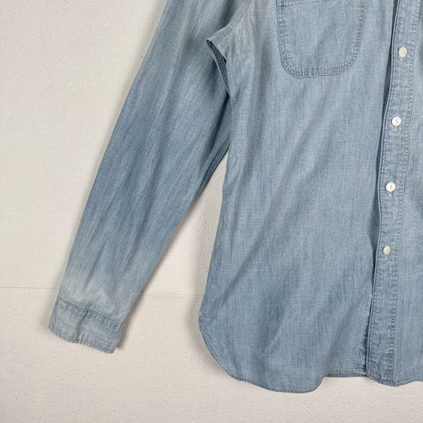 90s Polo Ralph Lauren Men’s Large Chambray Denim Shirt Blue Yacht Club RLYC Flag