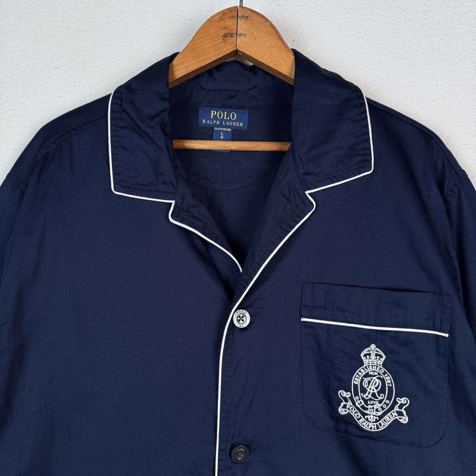Polo Ralph Lauren Men's Large Pajama Lounge Set Long Sleeve 100% Cotton Blue