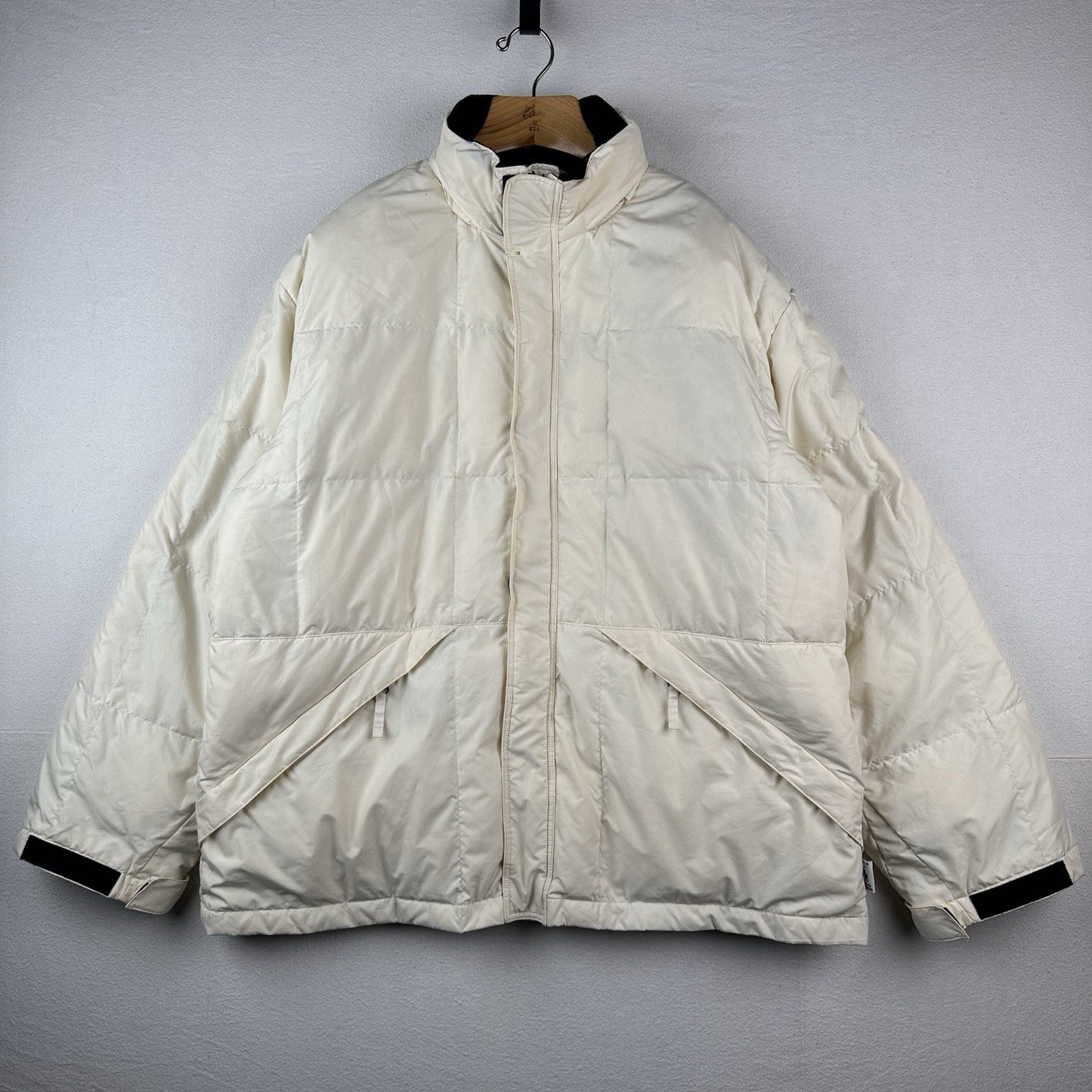 90’s Vtg Polo Ralph Lauren Mens 2XL Down Puffer Cream Ski Jacket Stowaway Hood