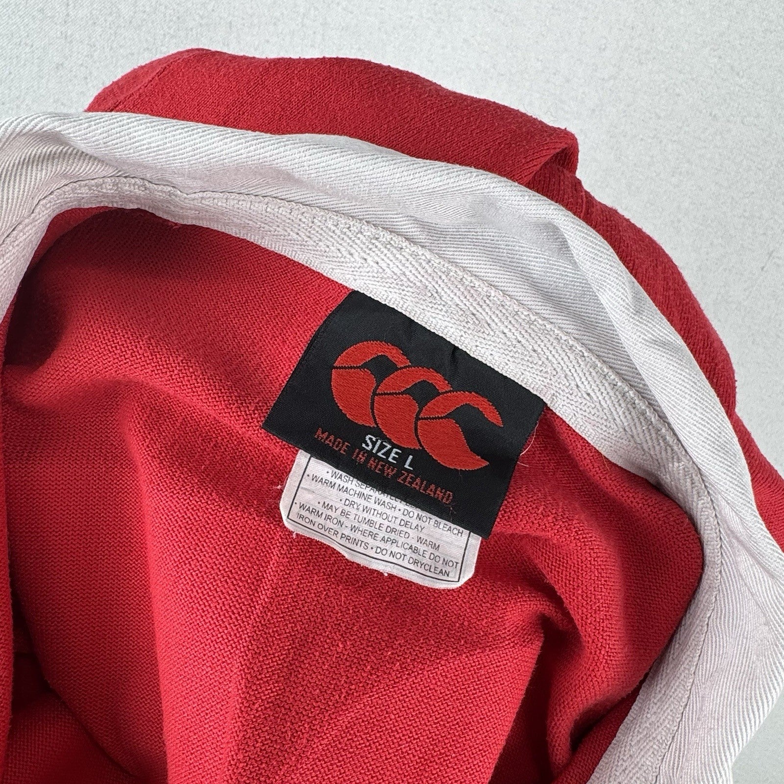 80’s Vtg Canterbury South Africa SAS Rugby Polo Shirt Red White Collar #25 Men L