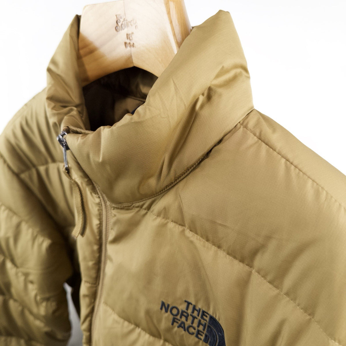 The North Face 550 Fill Goose Down Puffer Jacket Coat Men’s M Alpz Khaki Gold
