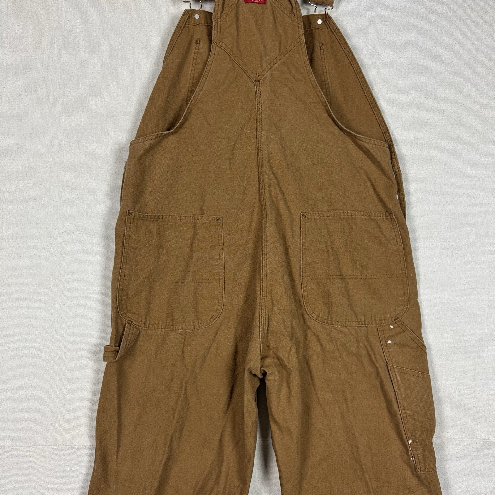 Dickies Dungarees Men’s 36x32 Duck Brown Bib Overalls Work Wear Canvas Carpenter