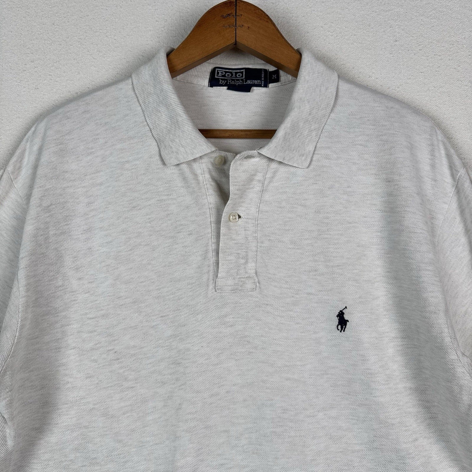 Vintage Polo Ralph Lauren Polo Shirt Mens Medium Oatmeal Mesh Pique