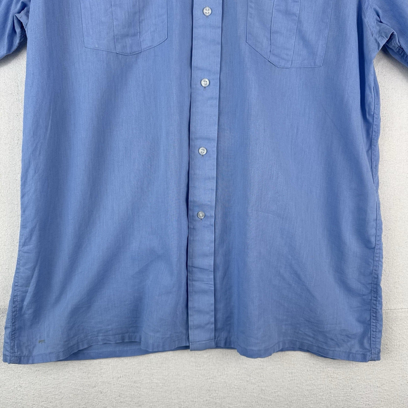 80’s Vtg Givenchy Monsieur Linen Blend Shirt Men's L Short Sleeve Button Up Blue