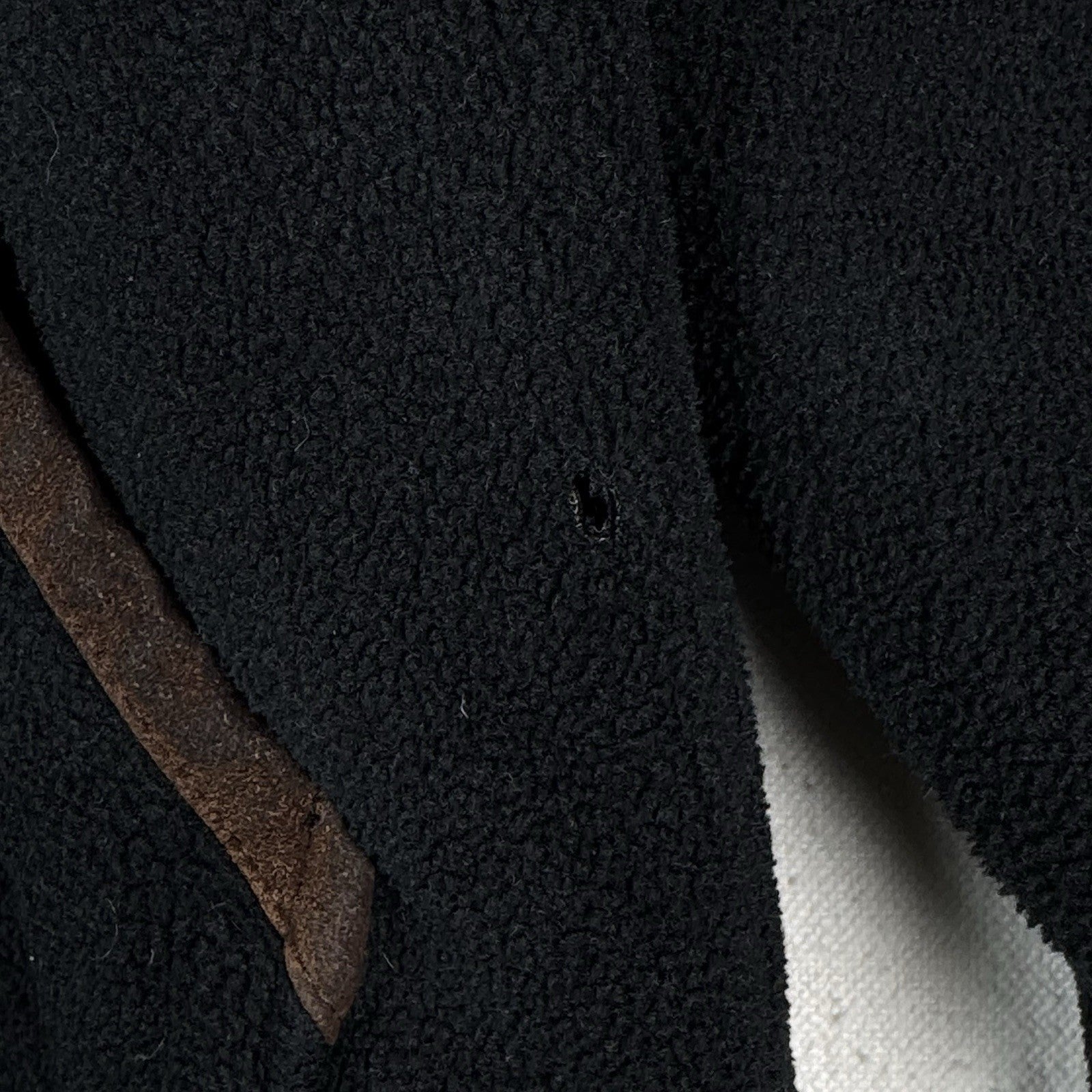 Vintage Polo Ralph Lauren Fleece Leather Trim Men’s Black L Jacket Distressed*