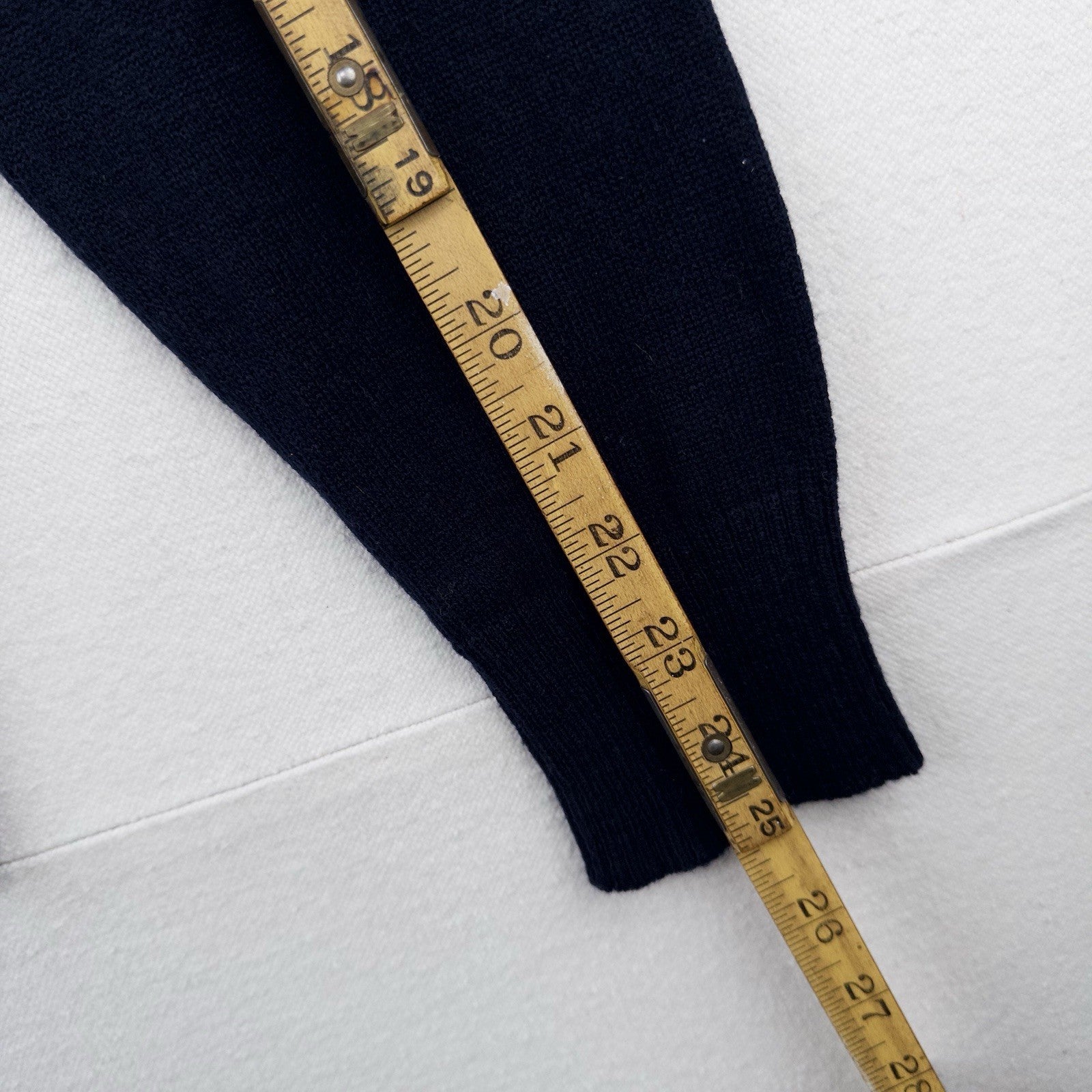 70’s Vtg Long Sleeve Knit Polo Sweater Ribbed Johnny Collar Navy Blue Men’s L