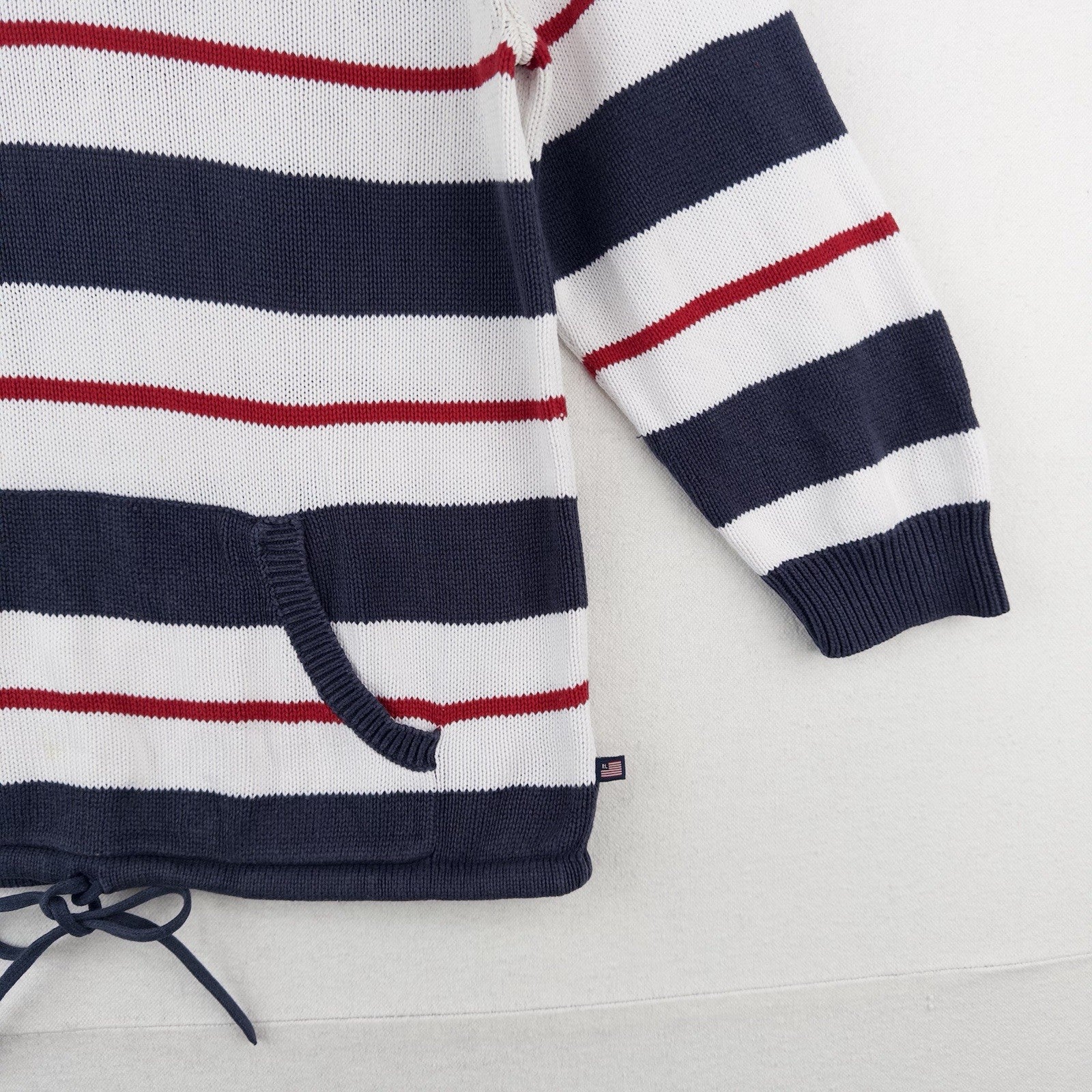 Polo Jeans Co Ralph Lauren Kids Large Naval Striped Knit Hooded Sweater