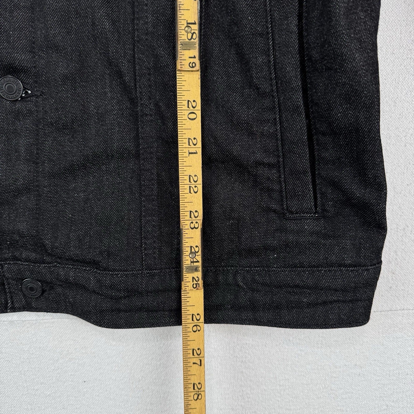7 For All Mankind Denim Perfect Trucker Jacket Mens Large Black Stretch