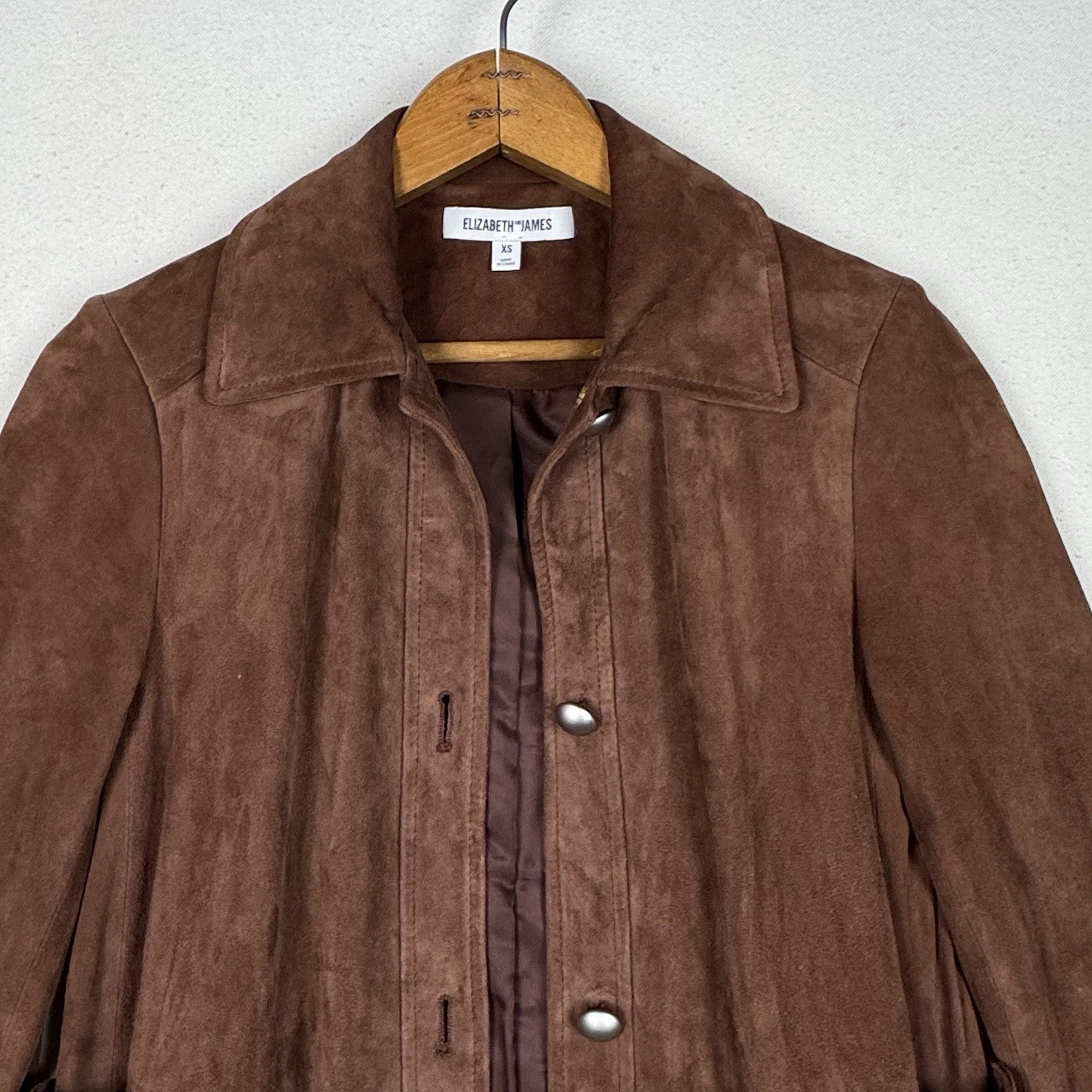 Elizabeth and James Long Suede 100% Real Leather Jacket Size XS