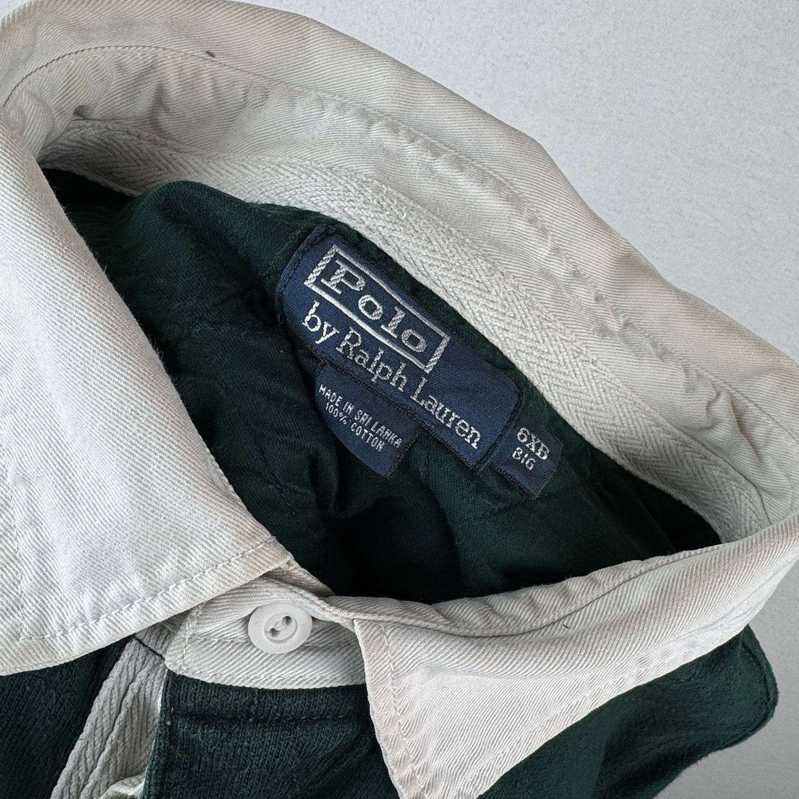 90’s Vtg Polo Ralph Lauren Men’s 6XB Green Quilted Rugby Elbow Patches