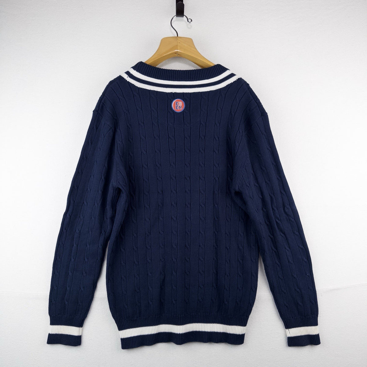 Howard University Cricket Tennis V-Neck Patch Cable Knit Sweater Blue XL HBCU