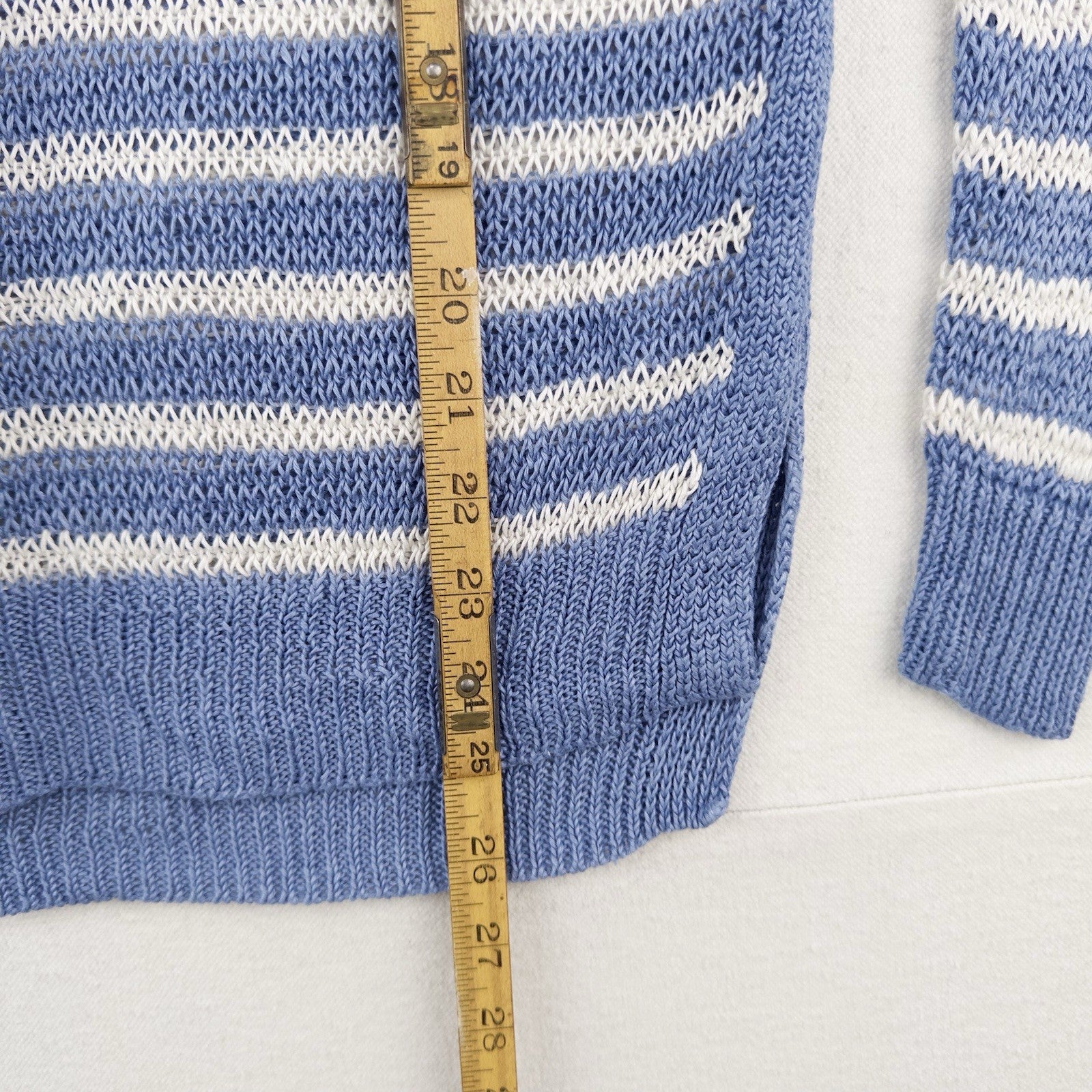 Polo Ralph Lauren Womens XS Boat Neck Blue Striped 100% Linen Knit Sweater Beach