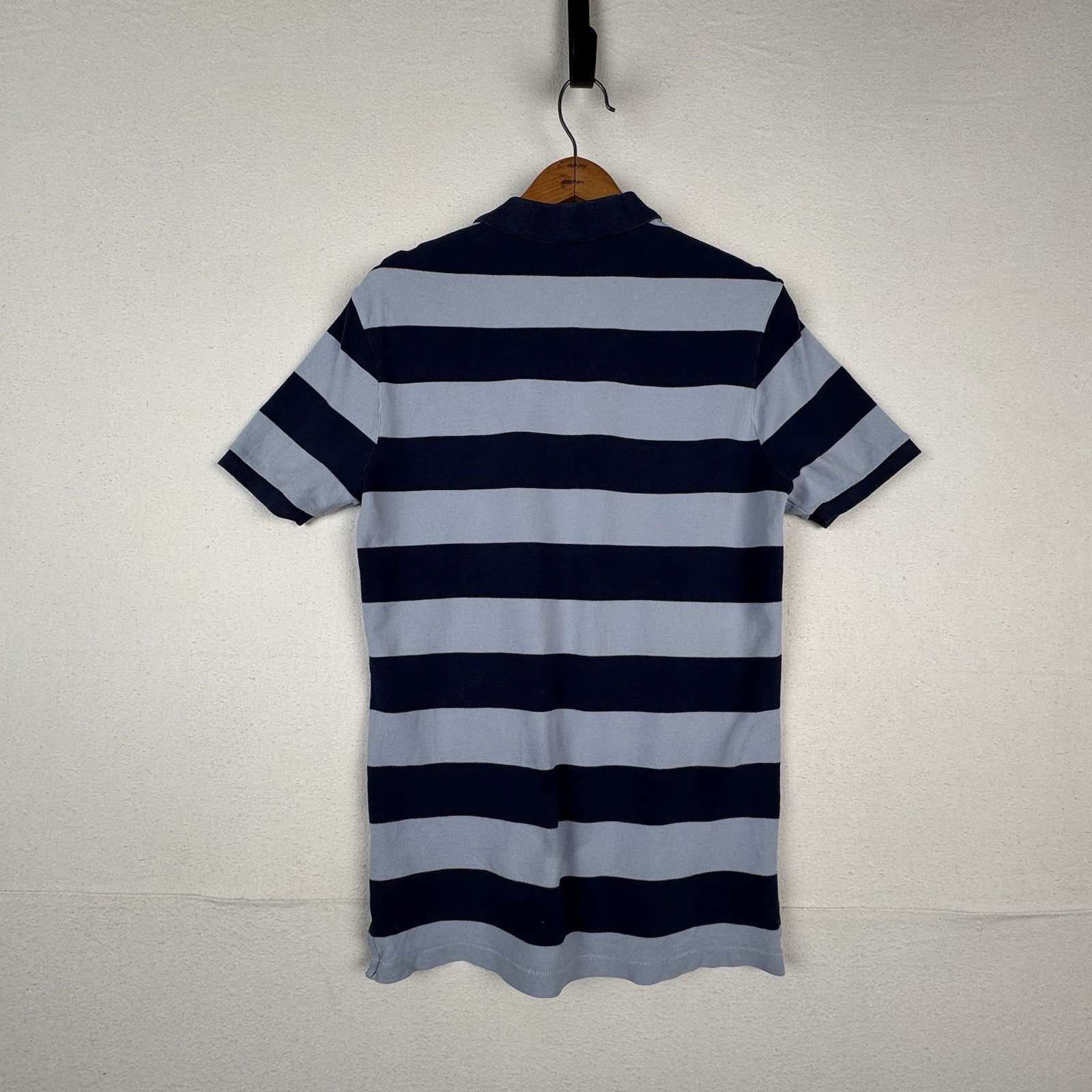 Ralph Lauren Rugby Short Sleeve Striped Blue Mesh Polo Shirt Mens Small