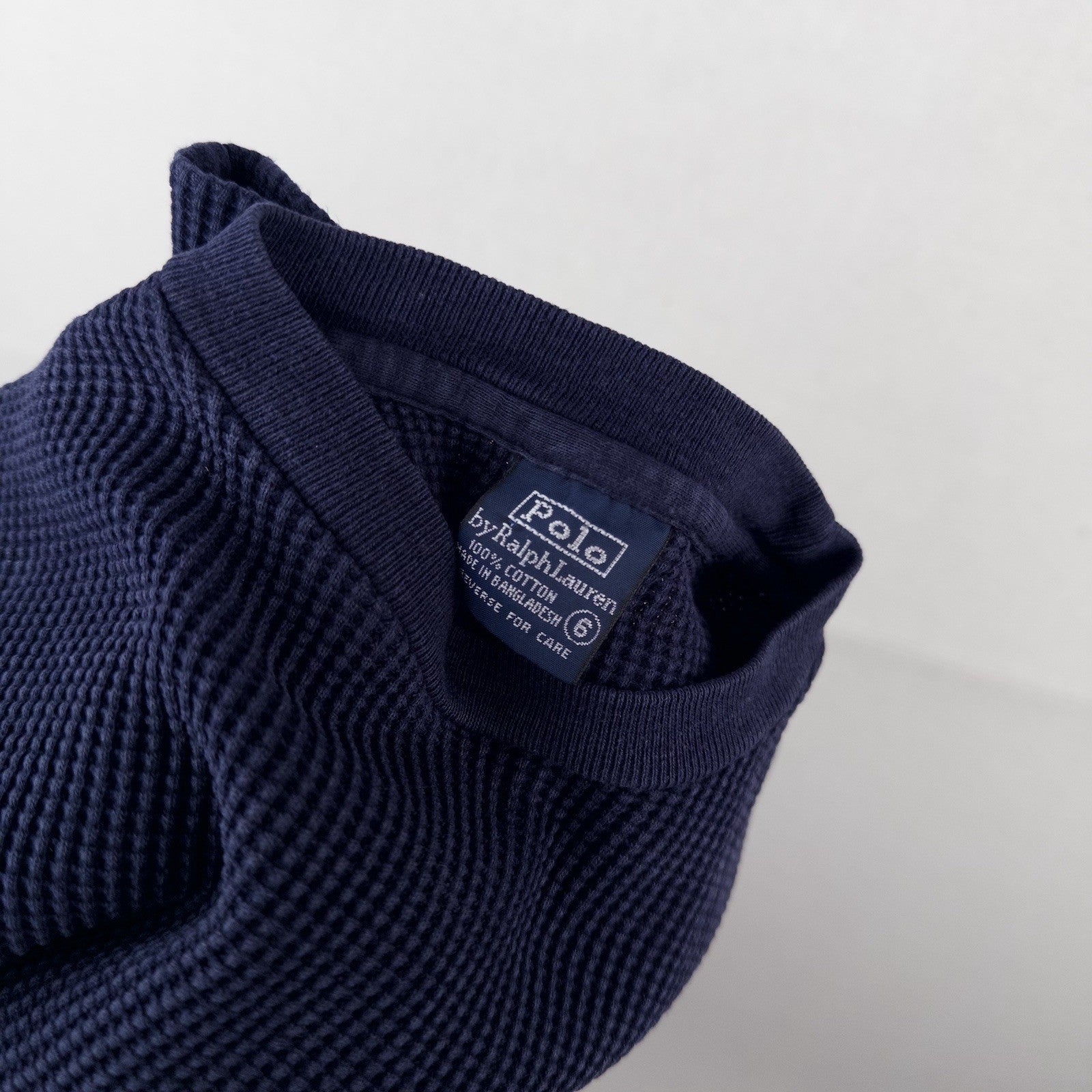Polo Ralph Lauren Boys 6 Thermal Shirt Navy Blue Long Sleeve Waffle Knit