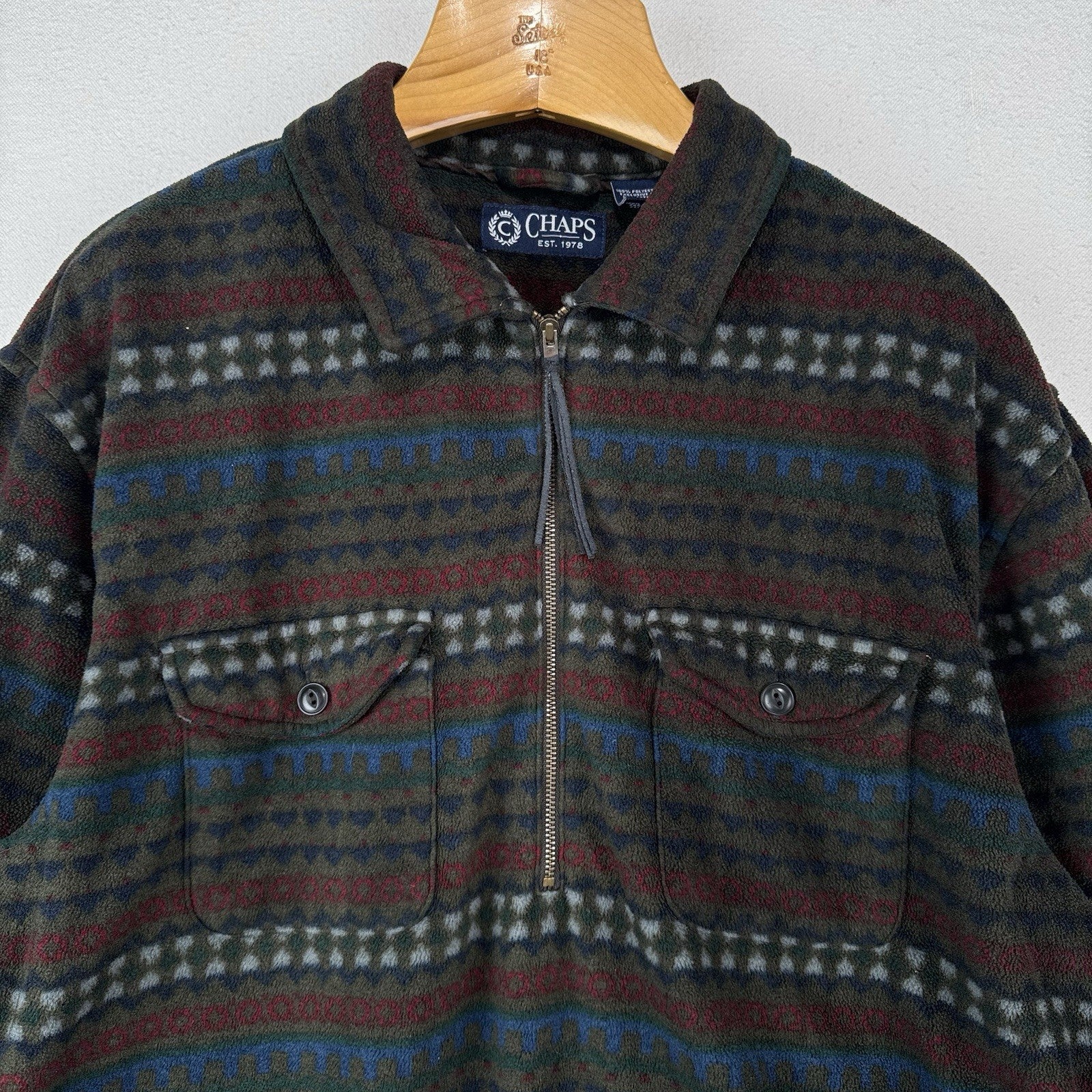 Vintage Ralph Lauren Chaps Men’s XL Southwestern Fleece 1/2 Zip Pullover Jacket