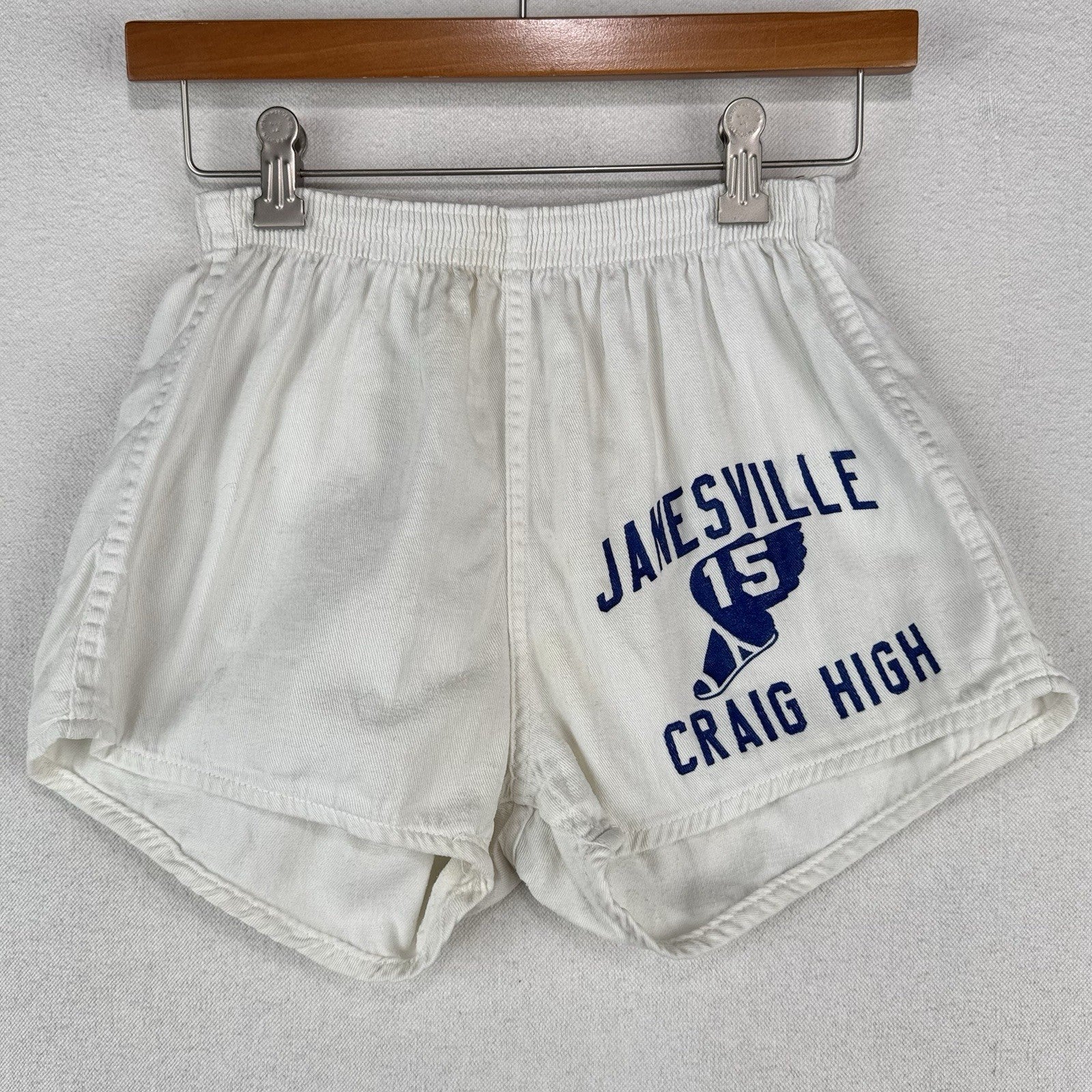 60’s Vtg Russell Athletic Gym Shorts M Janesville Craig High Track Wing 34x5