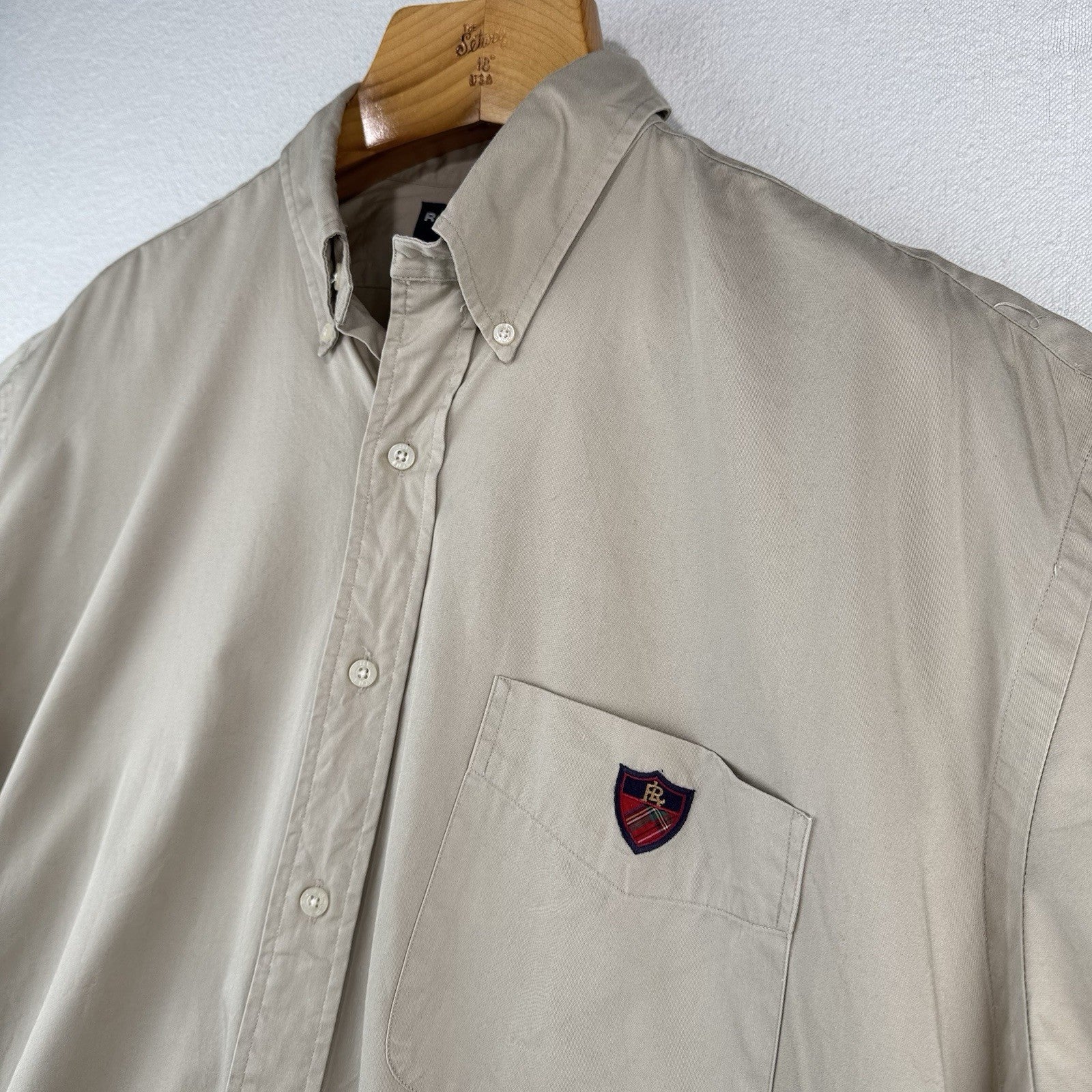 Vtg Ralph Lauren Golf Mens XL Tilden Beige Short Sleeve Button-Down Shirt *Read