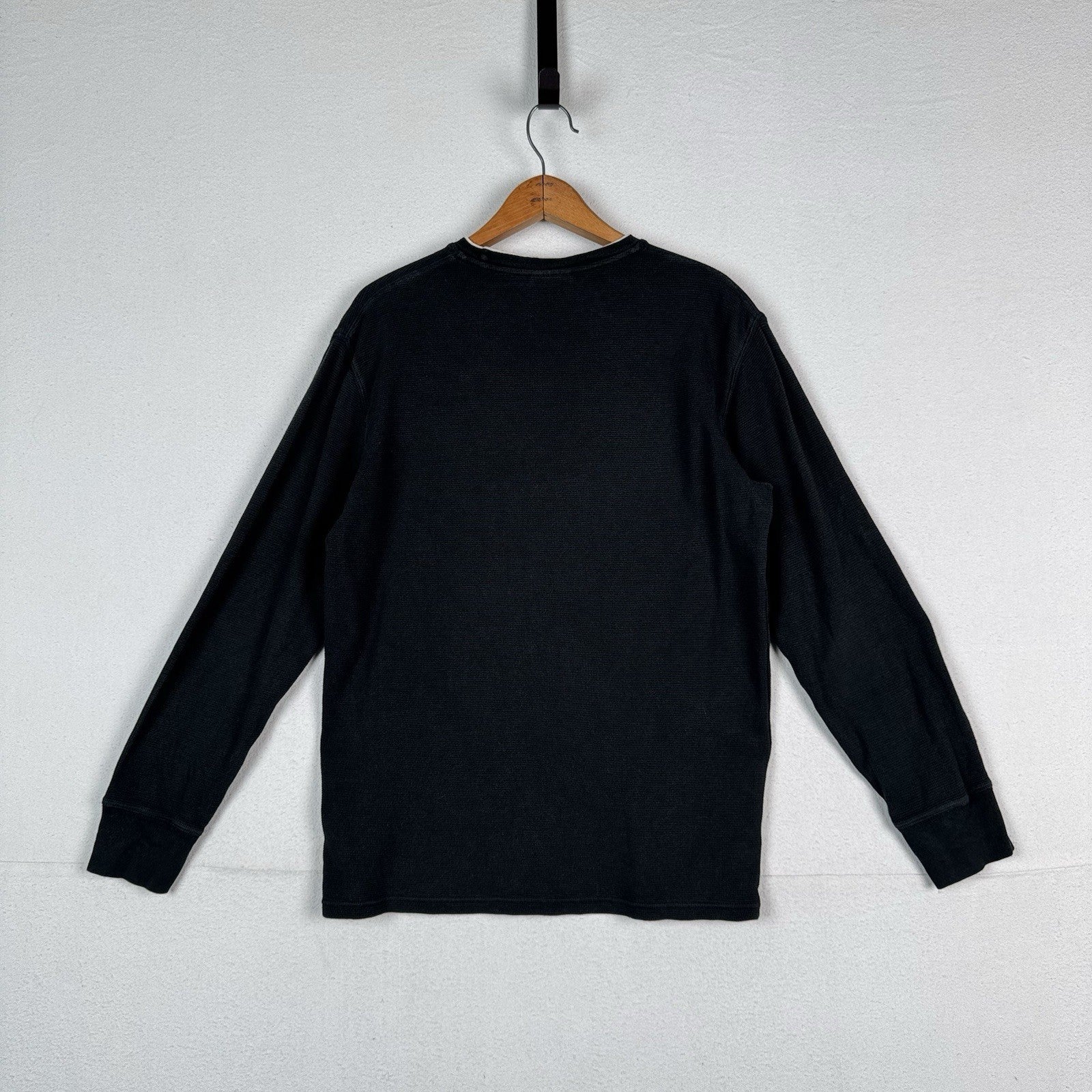 Polo Ralph Lauren Men's Large Thermal Shirt Waffle Knit Black Sleepwear