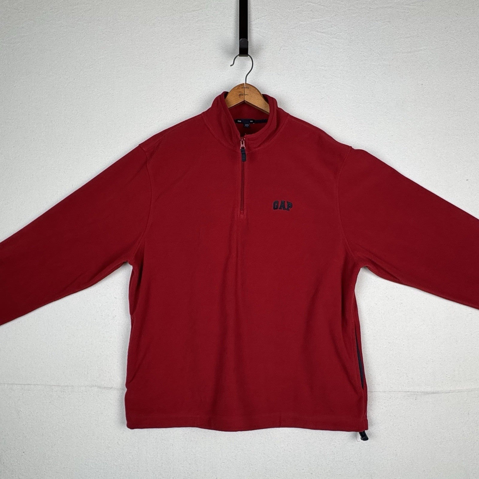 Vintage Gap Fleece 1/4 Zip Long Sleeve Mens XL Red Pullover Shirt Jacket