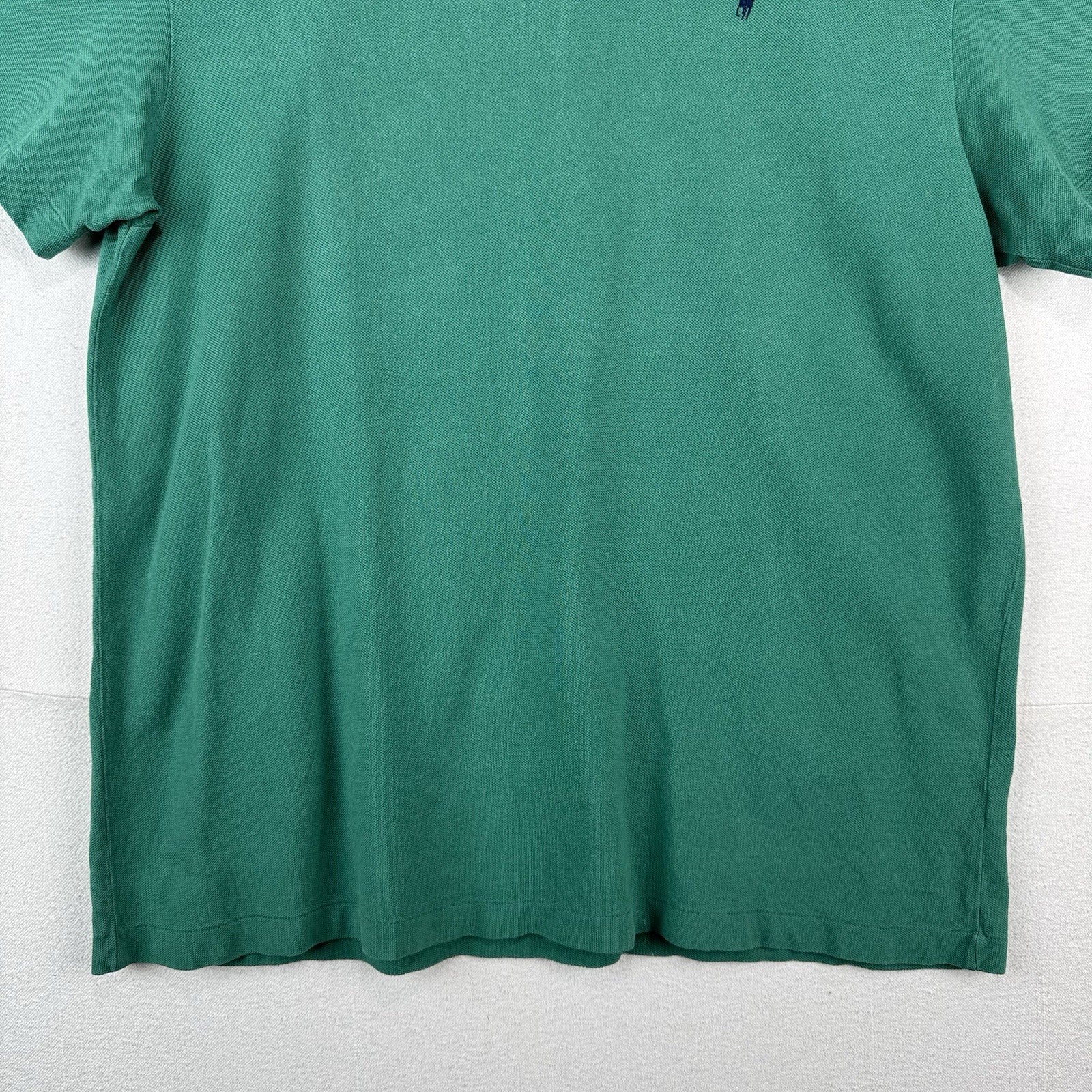 90's Vtg Polo Ralph Lauren Men's XL Green Ringer Crew Neck T-Shirt Pique Cotton