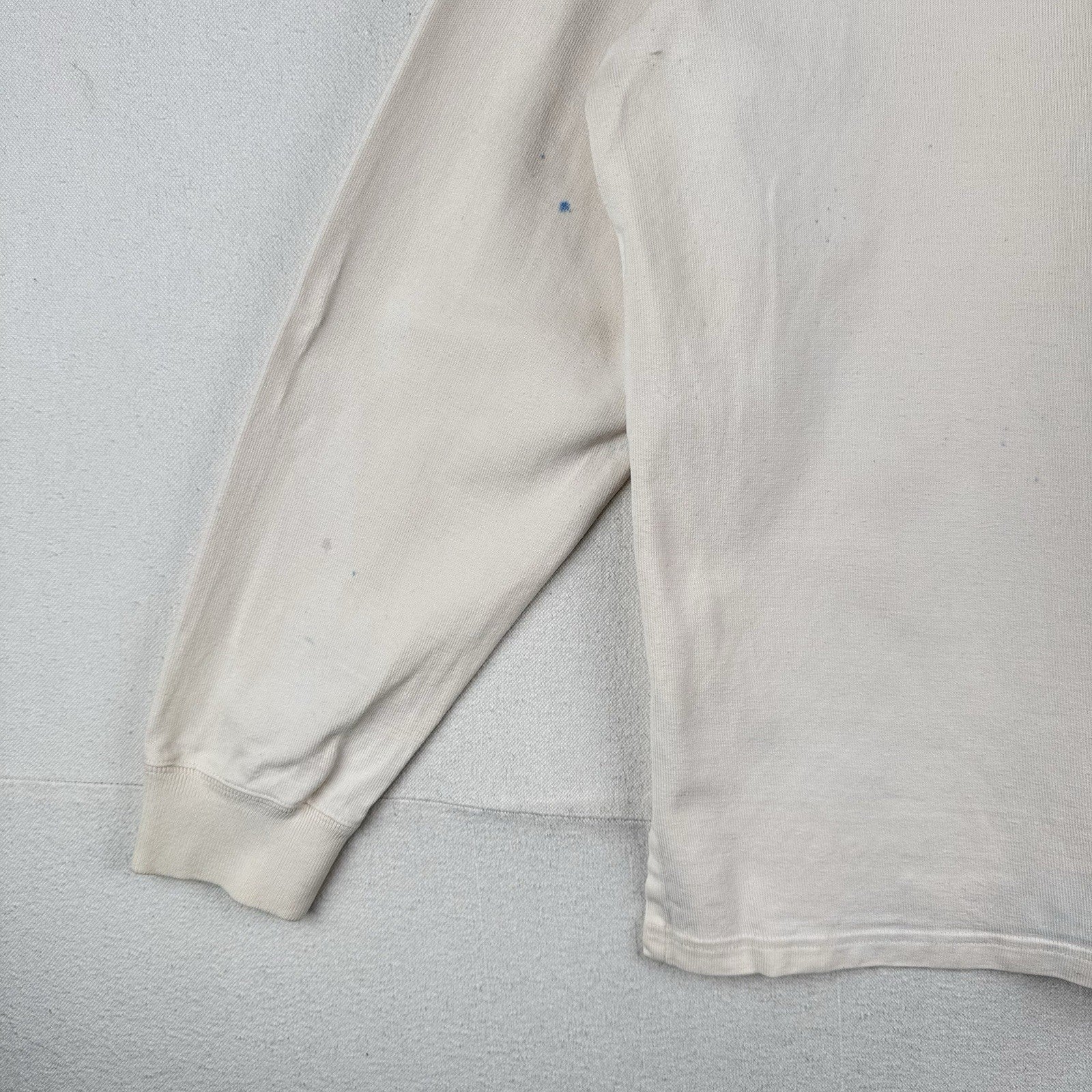 90’s Vtg Polo Ralph Lauren Shirt Men’s M Ink Splatter Rugby White Denim Collar