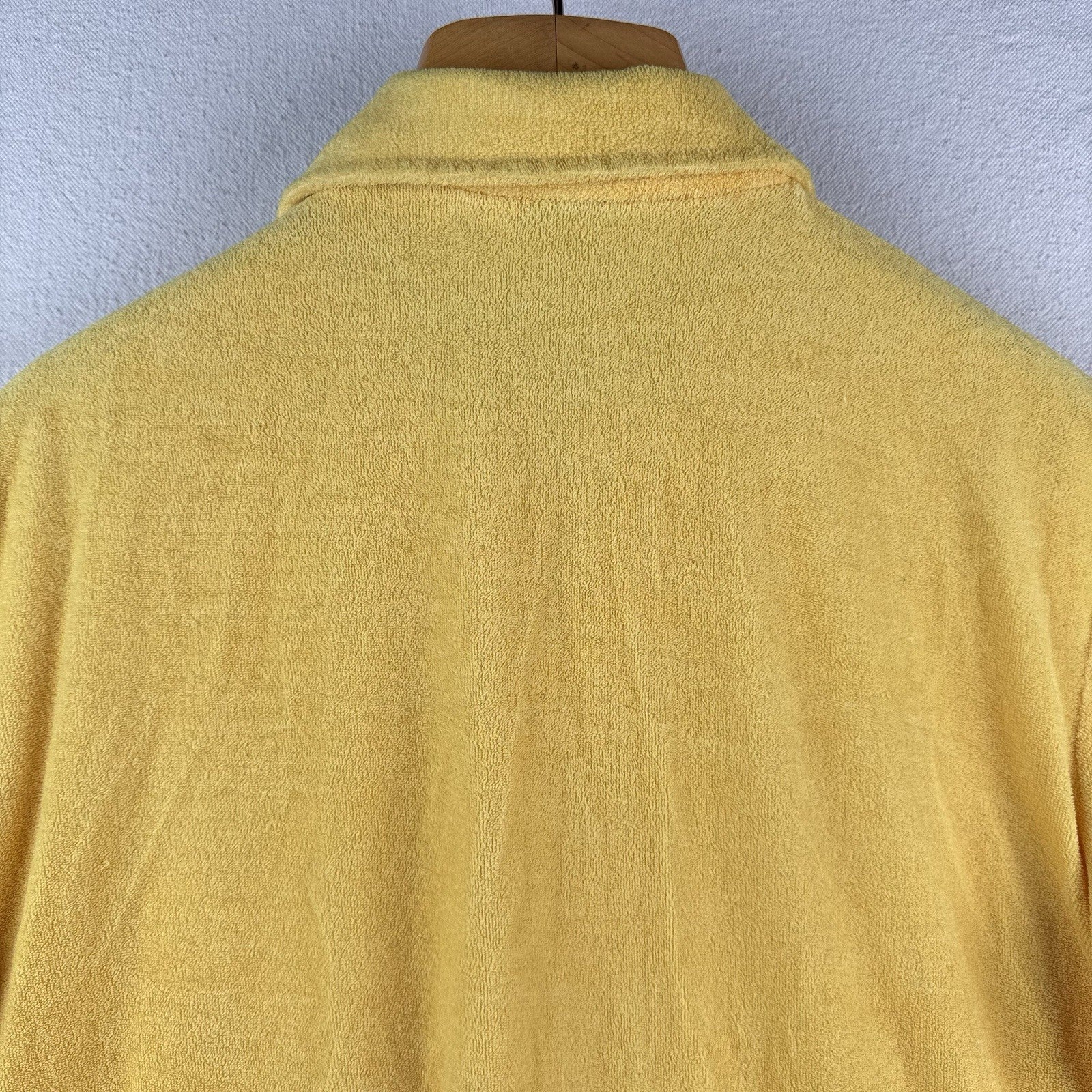 70s Vtg Selkirk Yellow Terry Cloth Pocket Polo Shirt XL Cabana Beach Pool V-neck