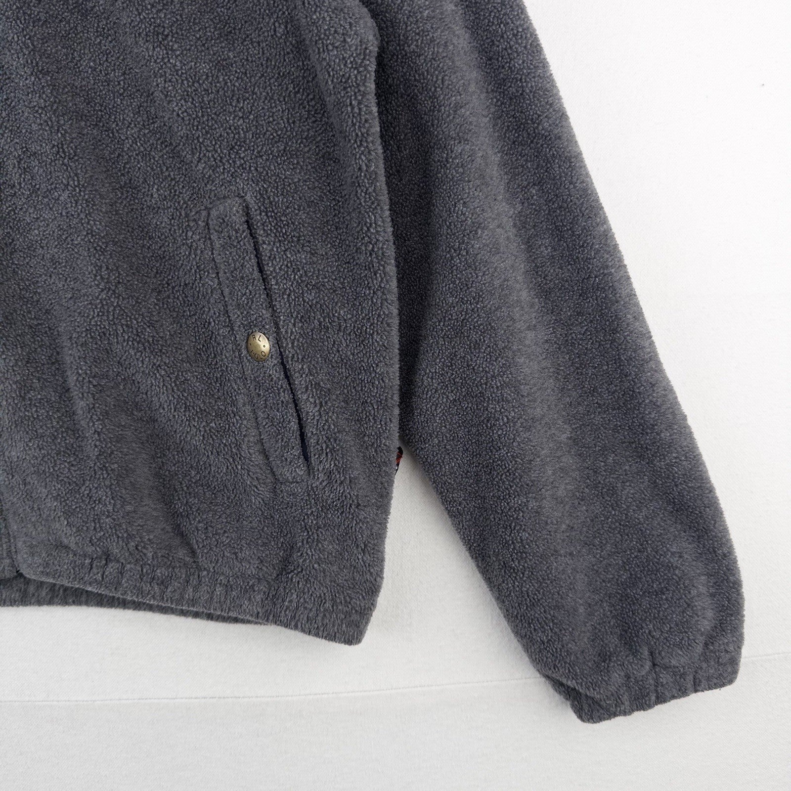 90’s Vtg Polo Ralph Lauren Men’s S Fleece Chin Strap Harrington Jacket Gray