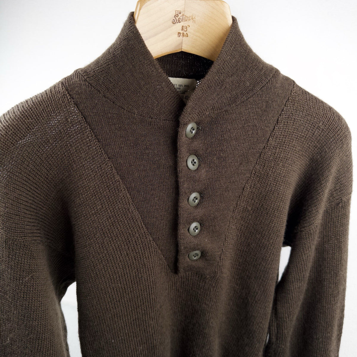 80’s Vtg US Army Military Wool Sweater OD 3721 Men’s M (38-40) Brown Long Sleeve