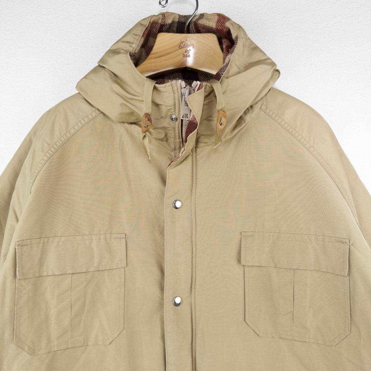 70’s Vtg Orvis Fishing Tackle Wool Blanket Lined Jacket Parka Men's XL Tan Brown