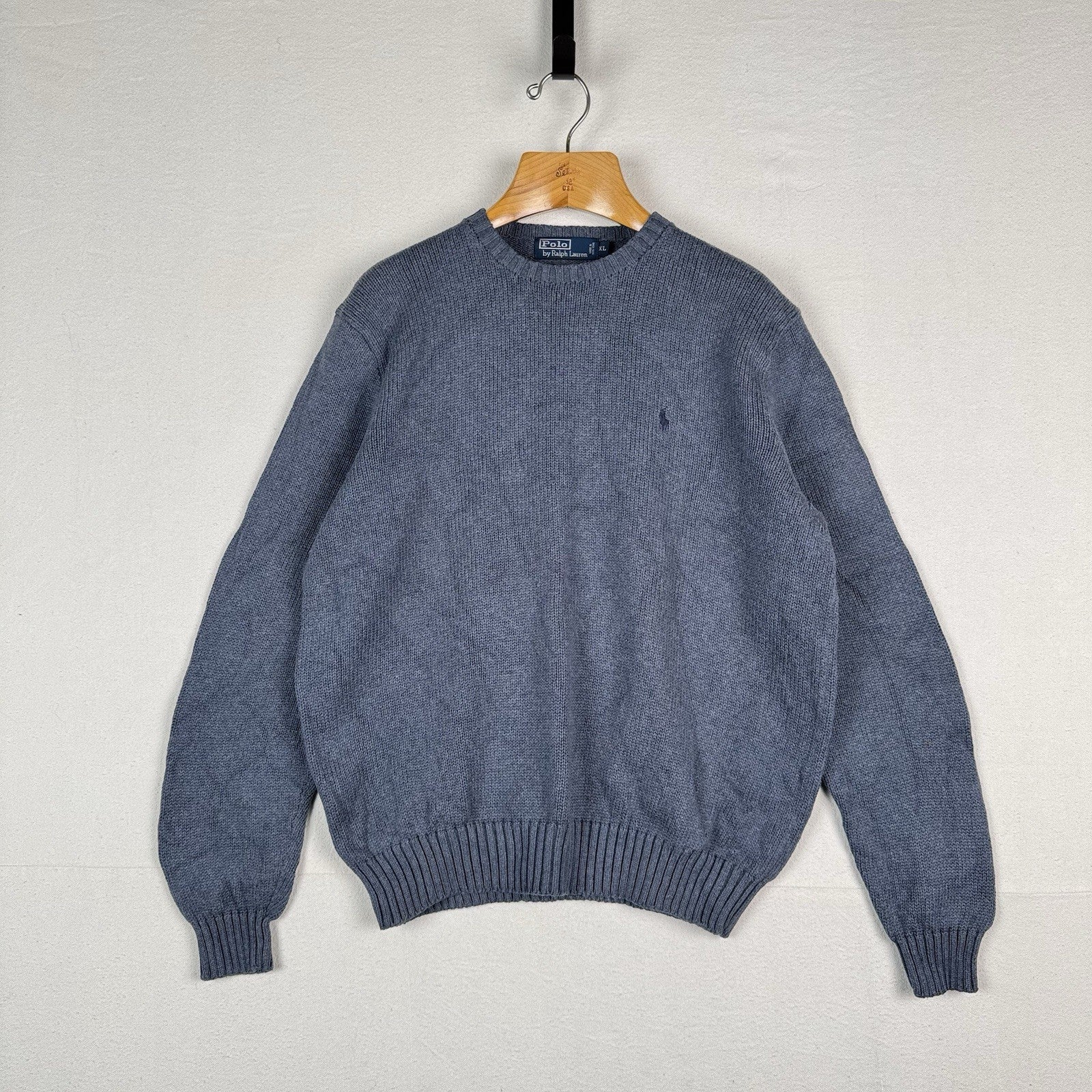 90’s Vintage Polo Ralph Lauren Sweater Men’s XL Light Blue Knit Pullover