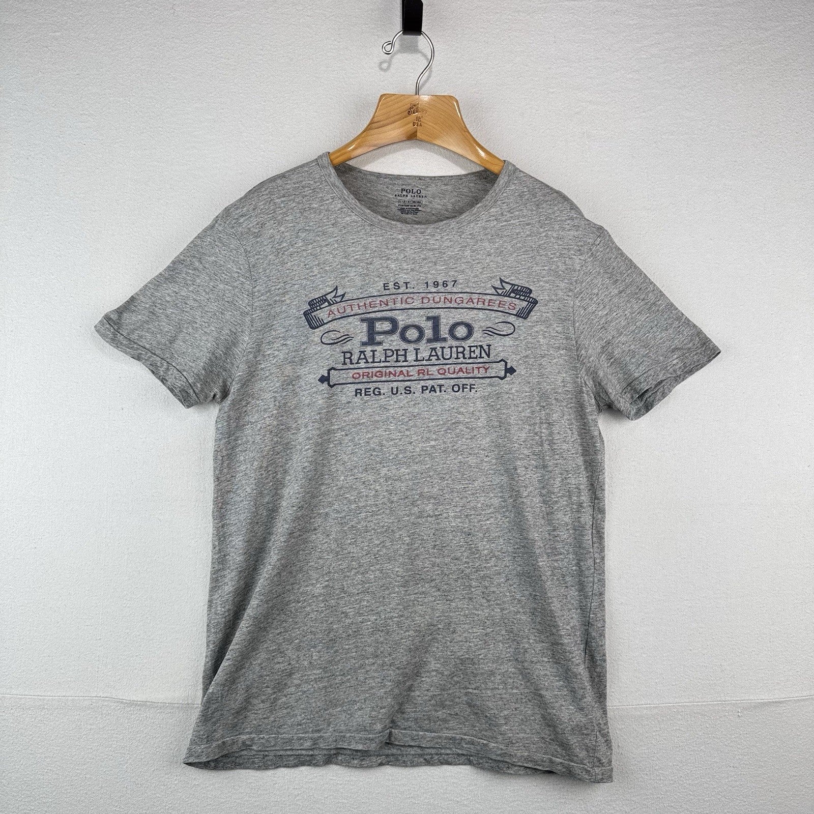 Polo Ralph Lauren Men’s L Authentic Dungarees RL Custom Slim Fit T-shirt Gray