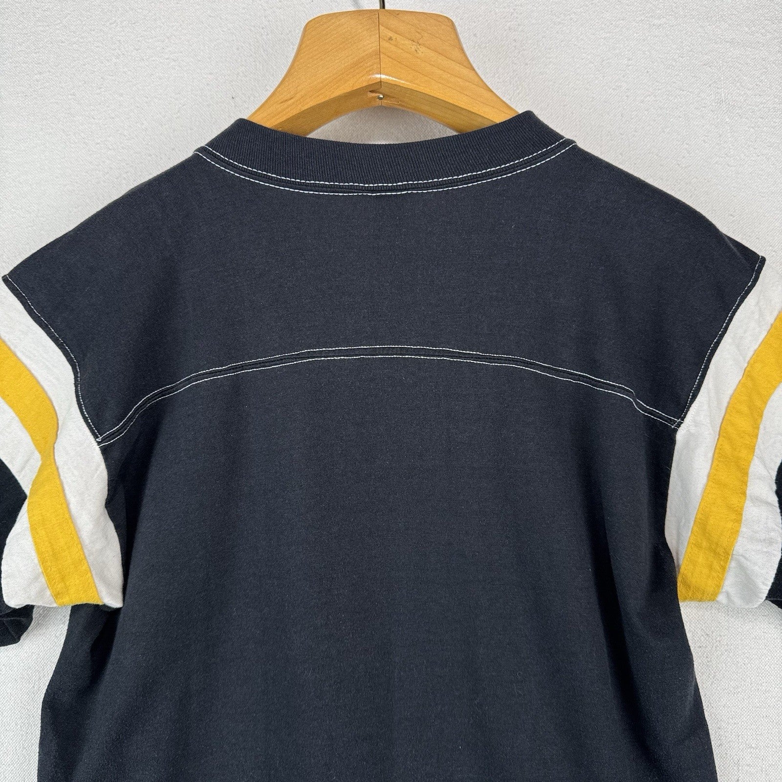 80’s Vintage MacGregor Jersey T-Shirt Large Black & Gold V-neck Made in USA