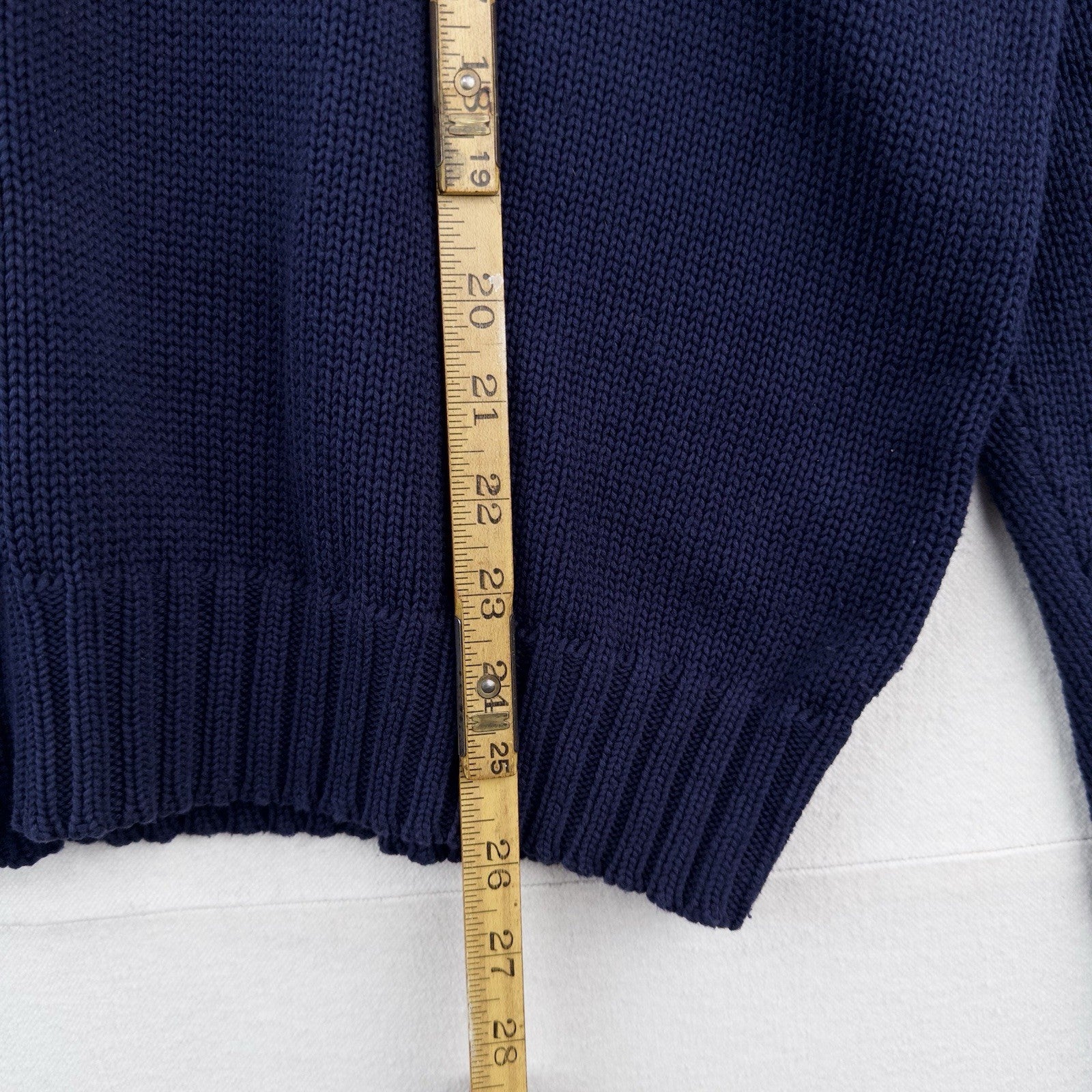 90's Vintage Polo Ralph Lauren Sweater Men's L Navy Blue Knit Crewneck Red Pony